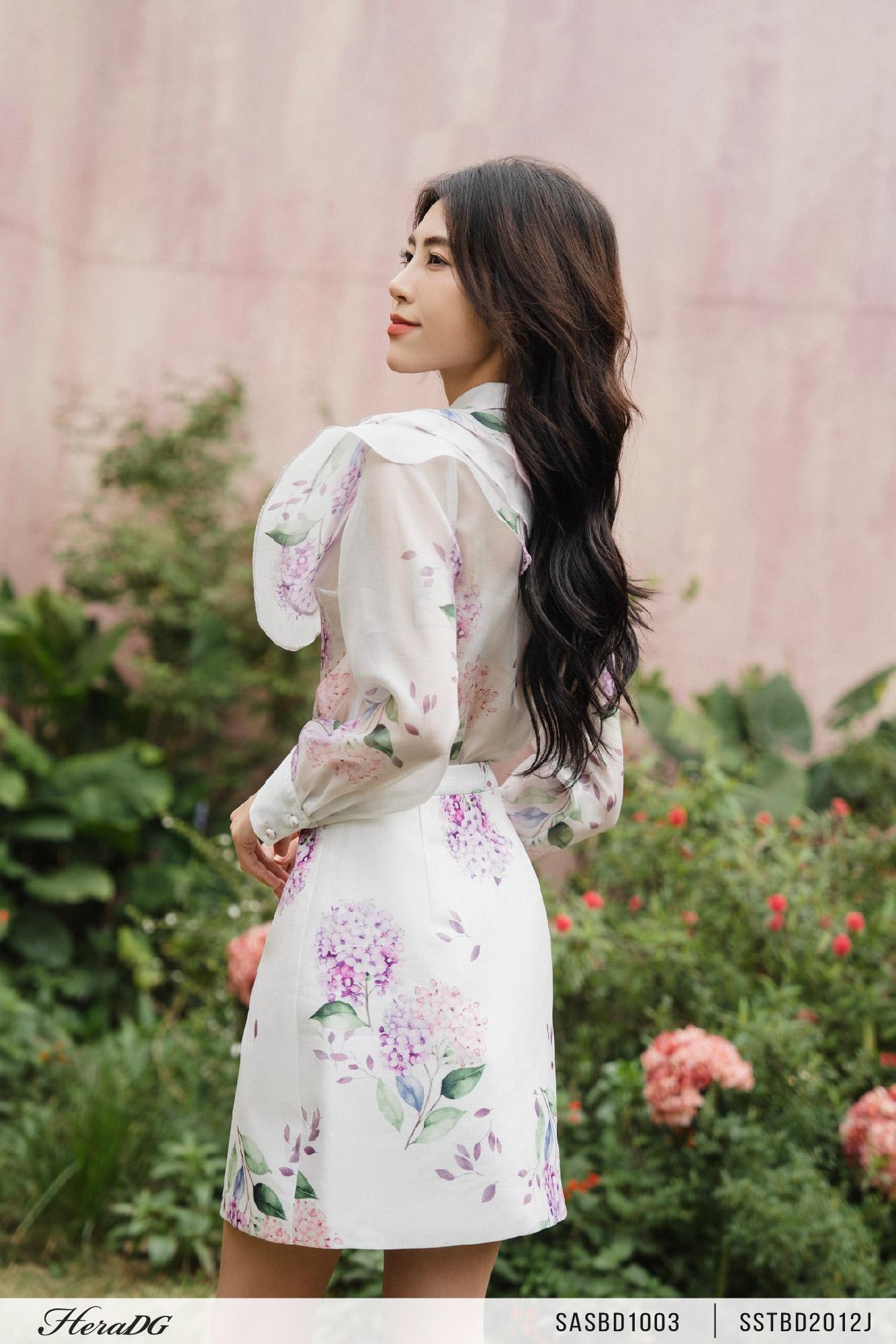 Áo sơ mi tơ cổ thắt nơ