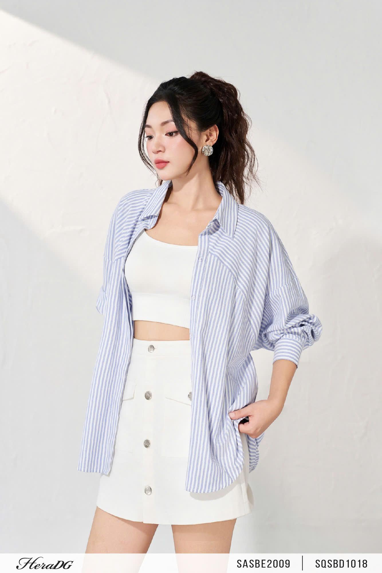 Áo sơ mi poplin kẻ