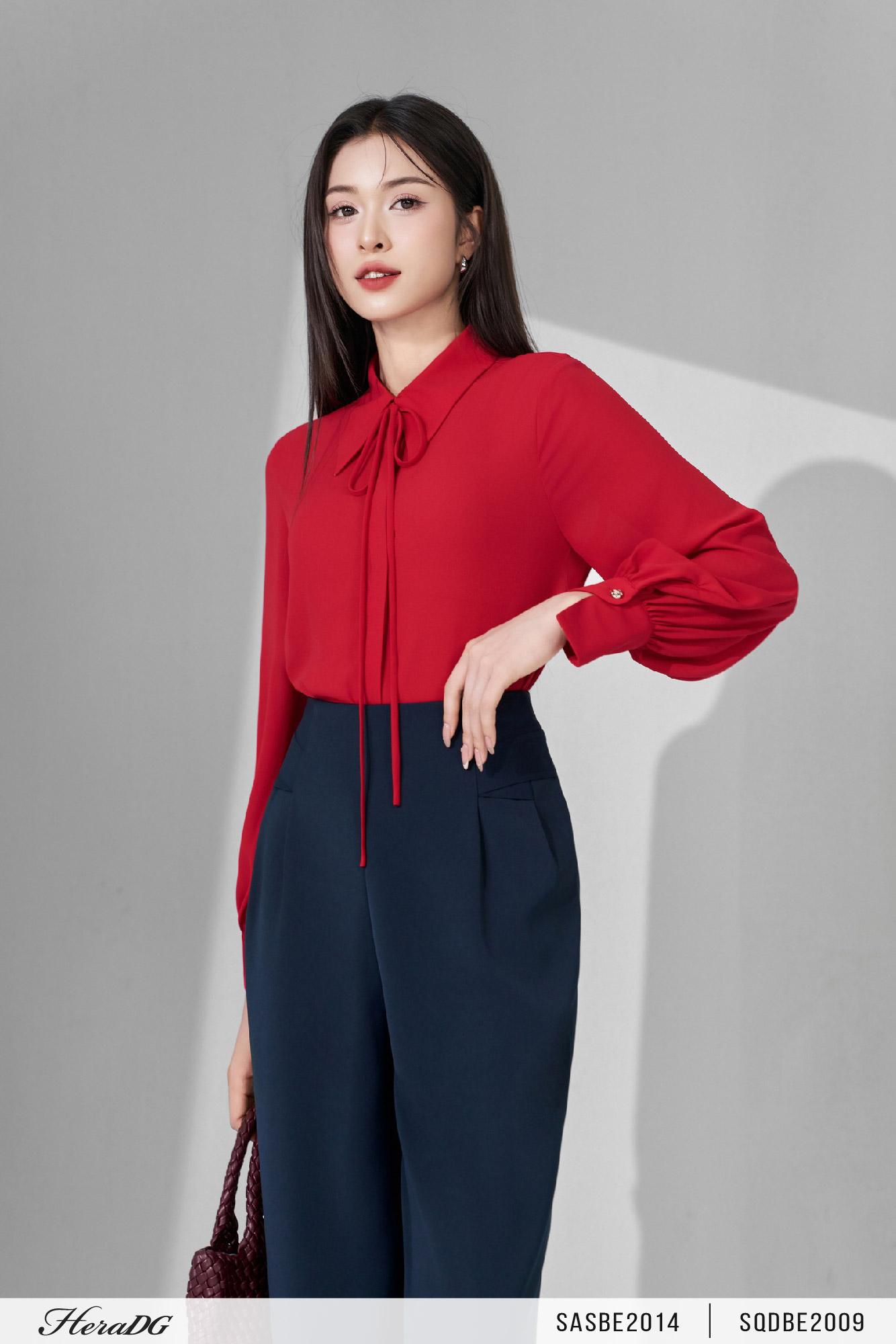 Áo sơ mi dây nơ cổ