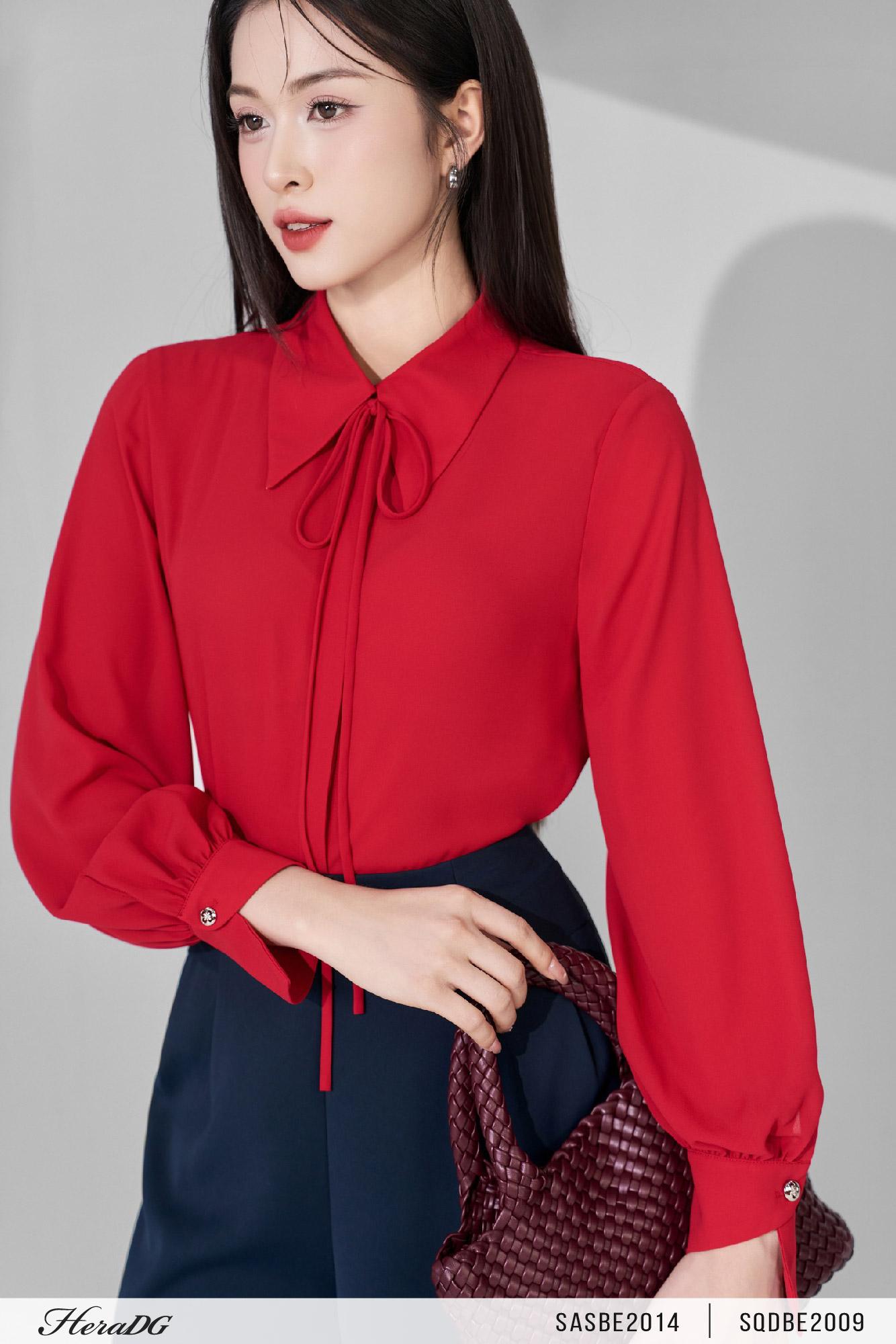 Áo sơ mi dây nơ cổ
