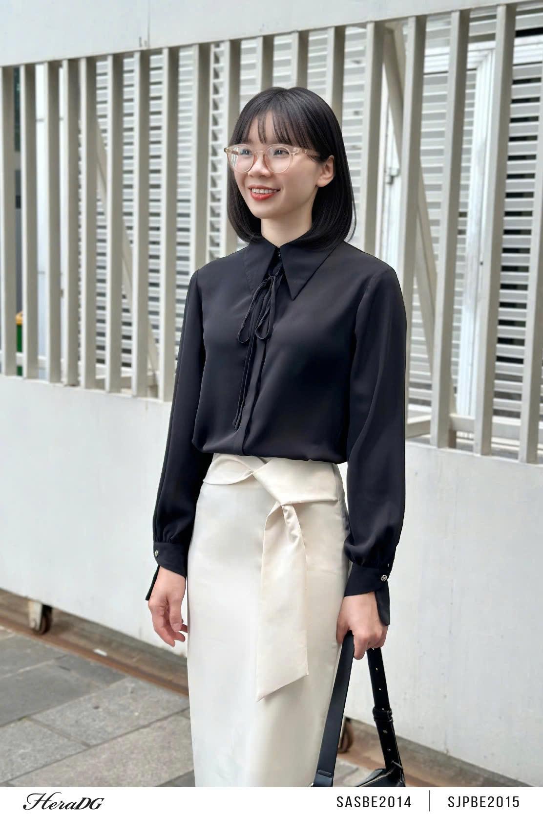 Áo sơ mi dây nơ cổ