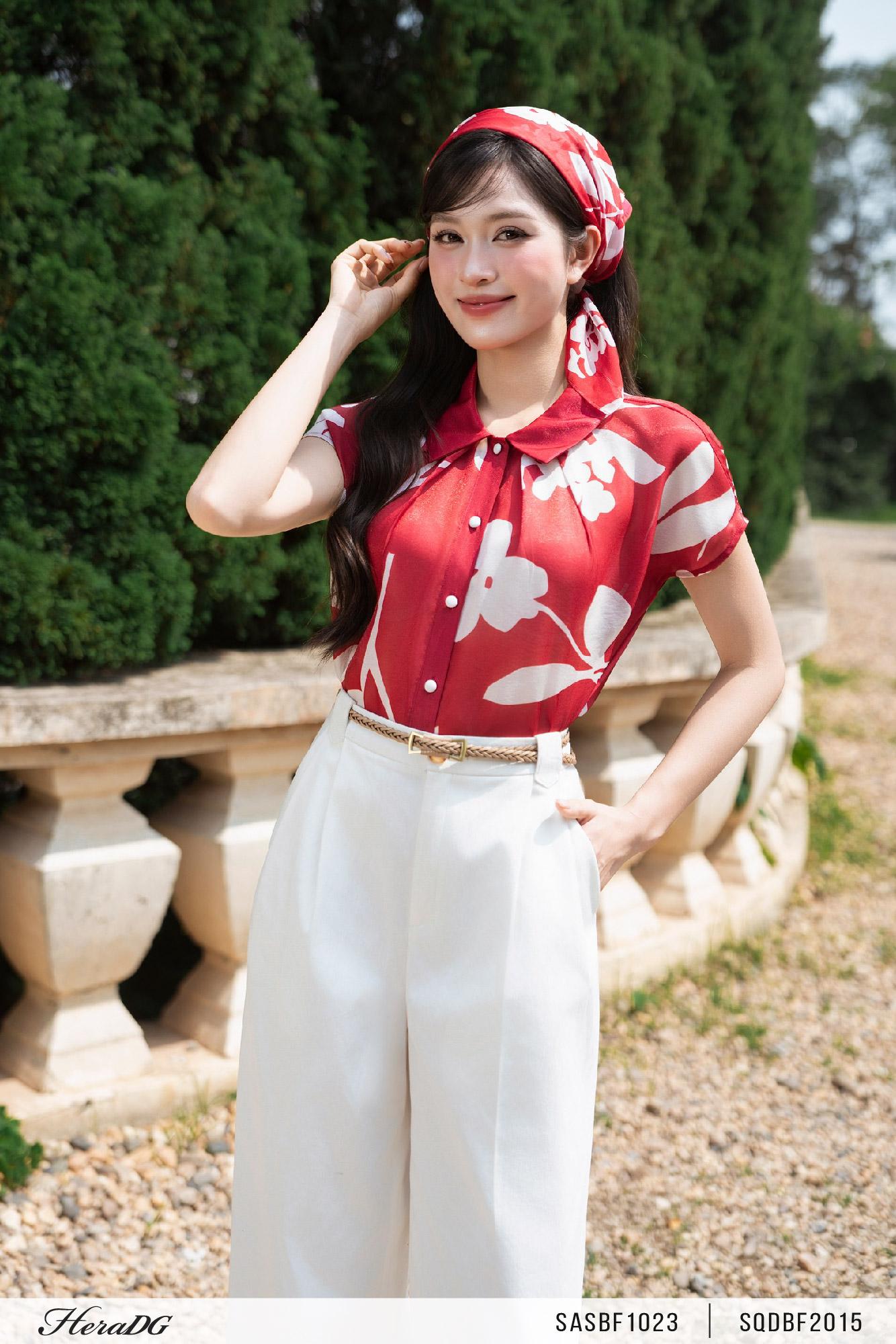 Áo sơ mi họa tiết tay liền