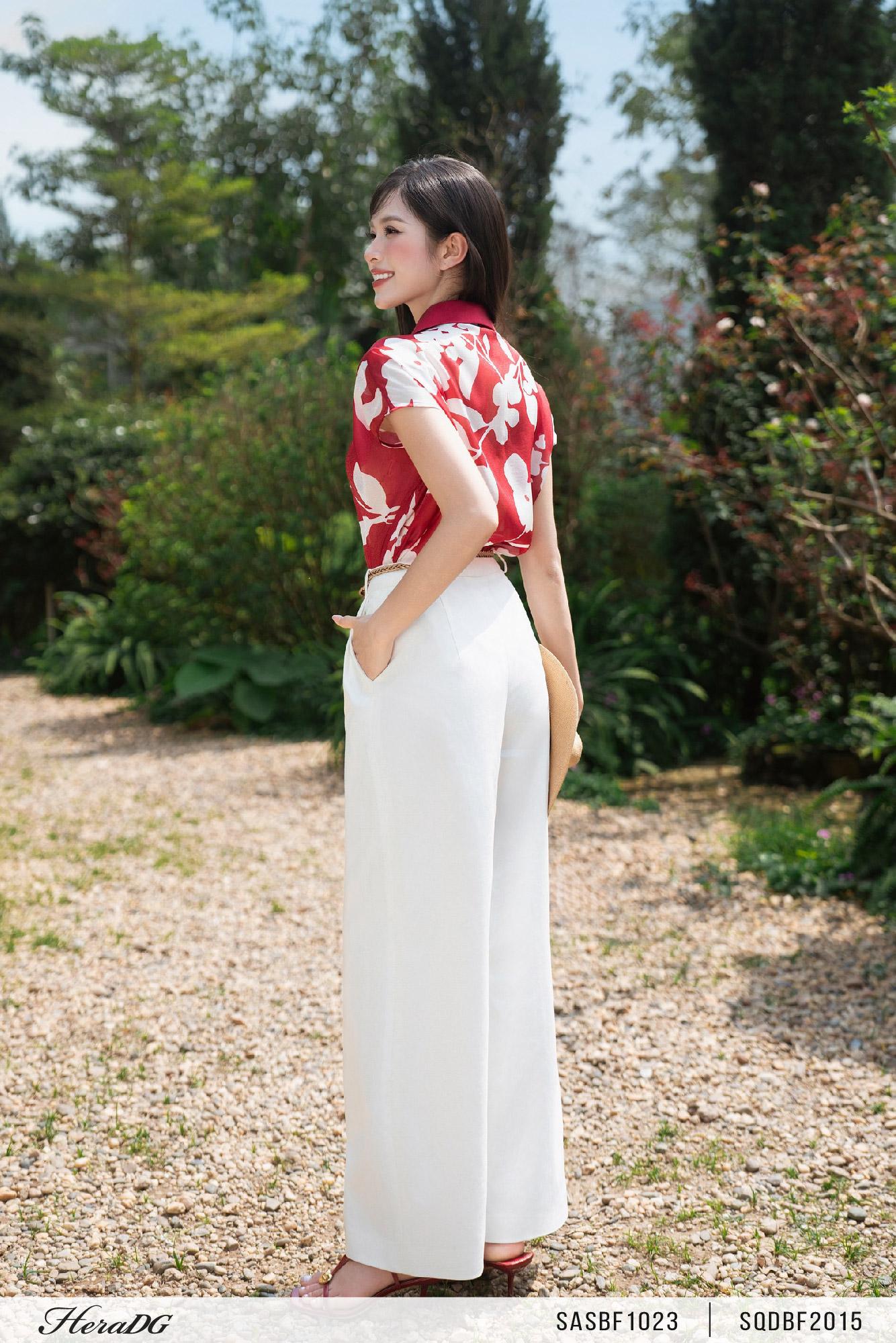 Áo sơ mi họa tiết tay liền