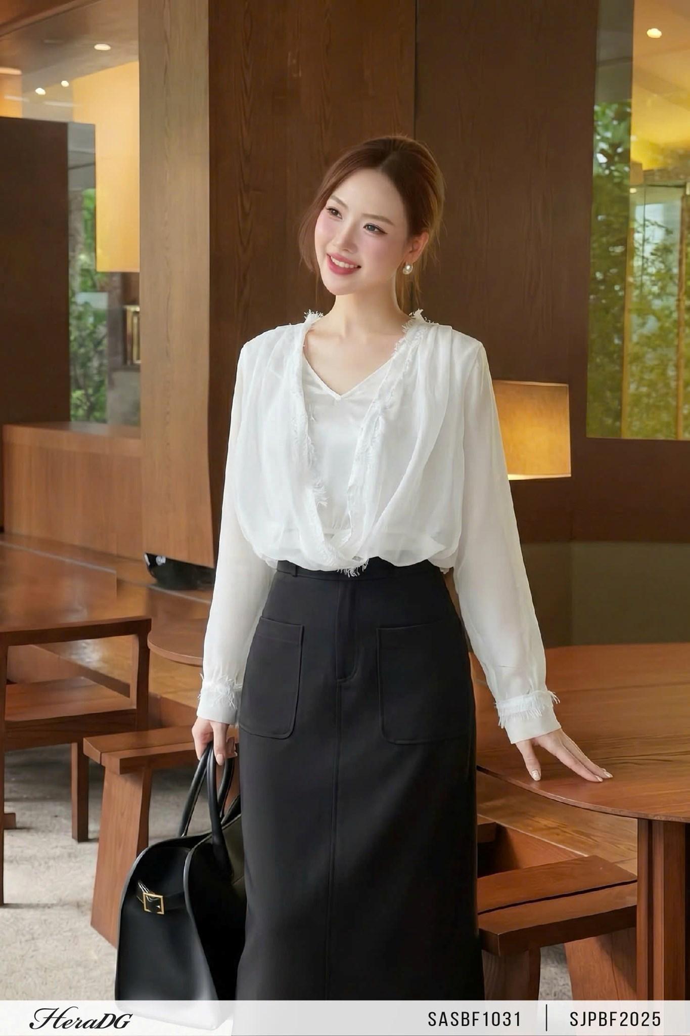 Áo tơ giật lót phối ren