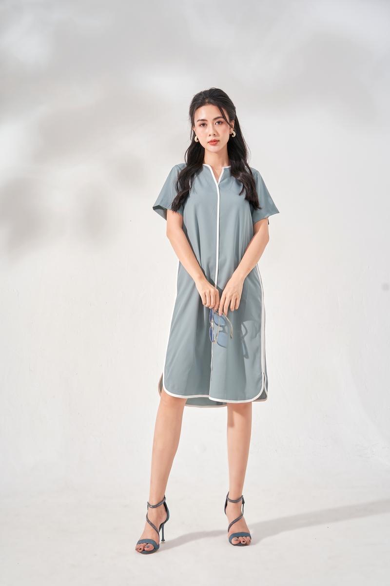 Đầm suông phối sườn