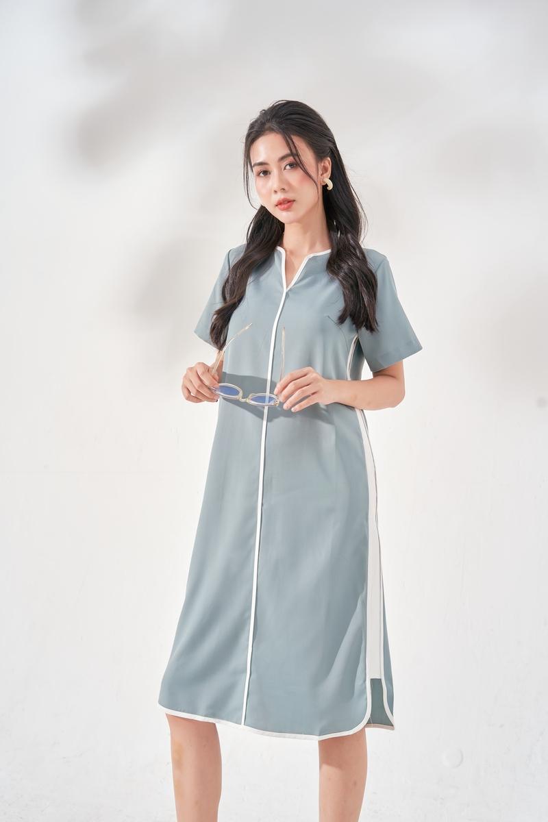 Đầm suông phối sườn