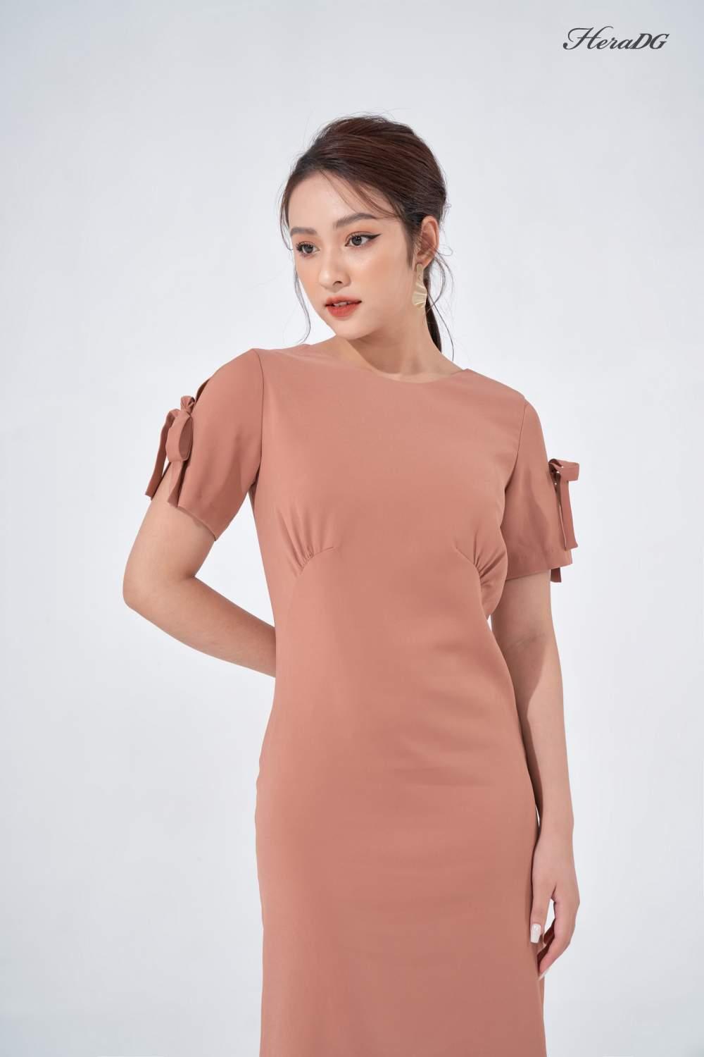 Đầm suông nơ tay