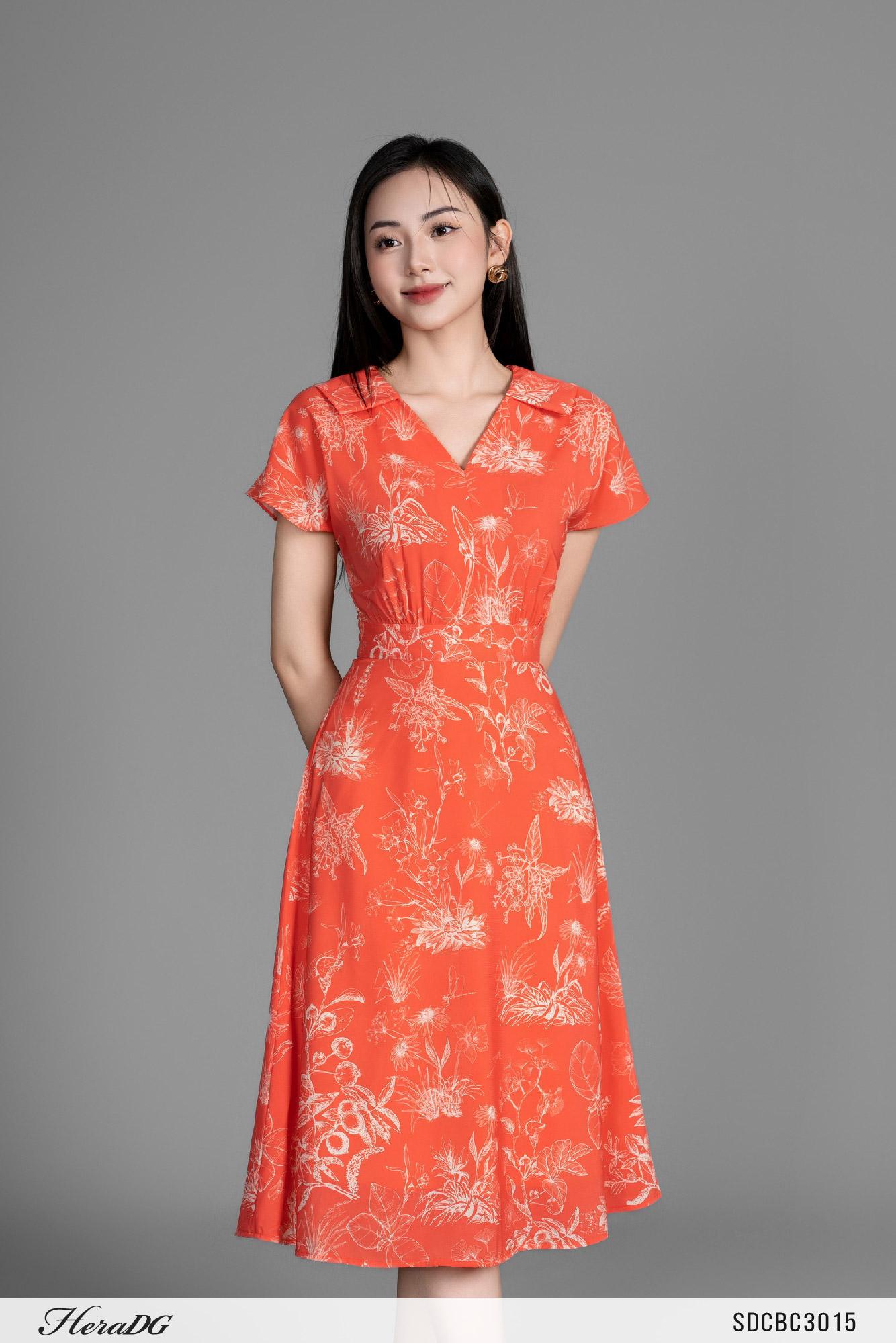 Đầm xoè vai chờm