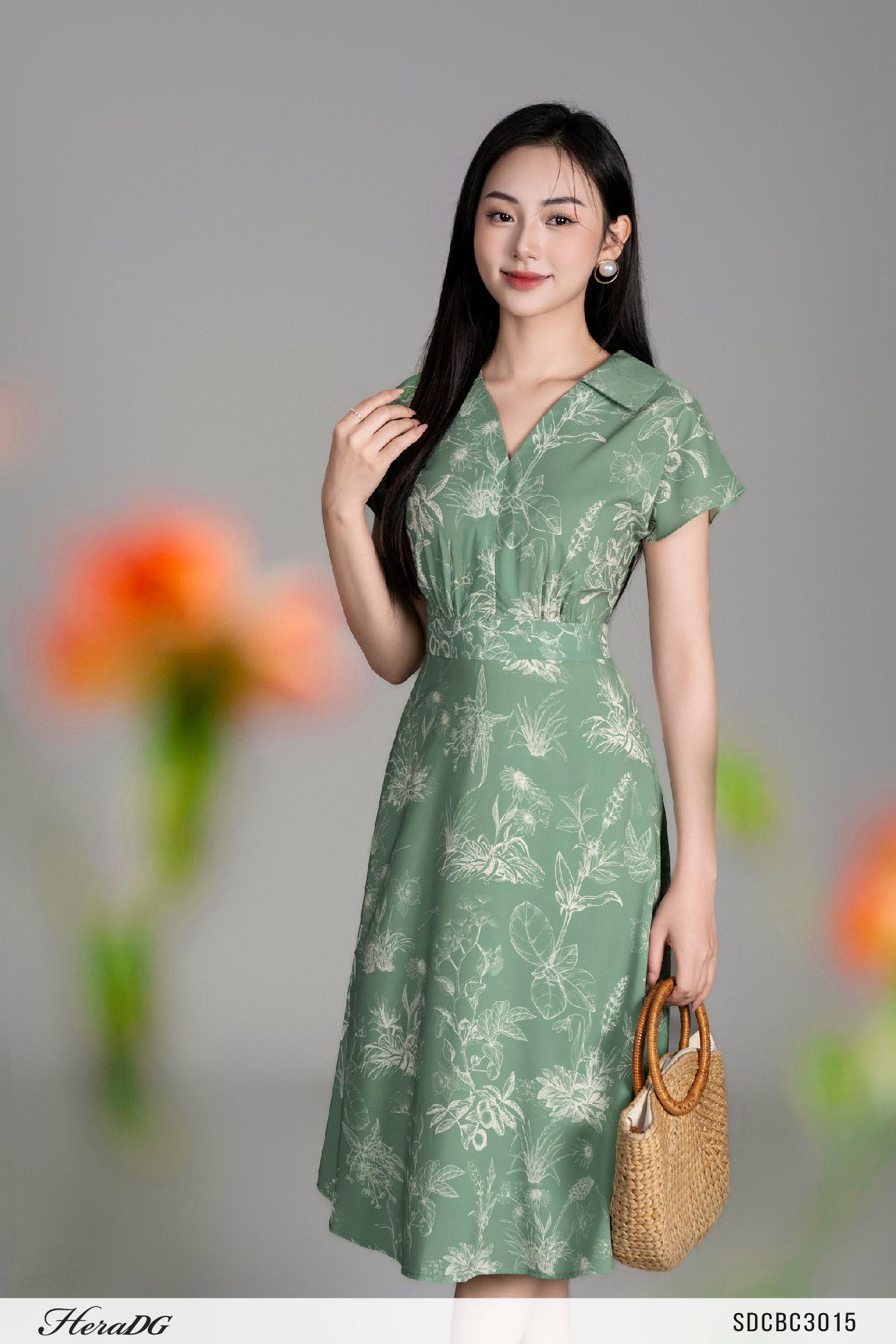 Đầm xoè vai chờm