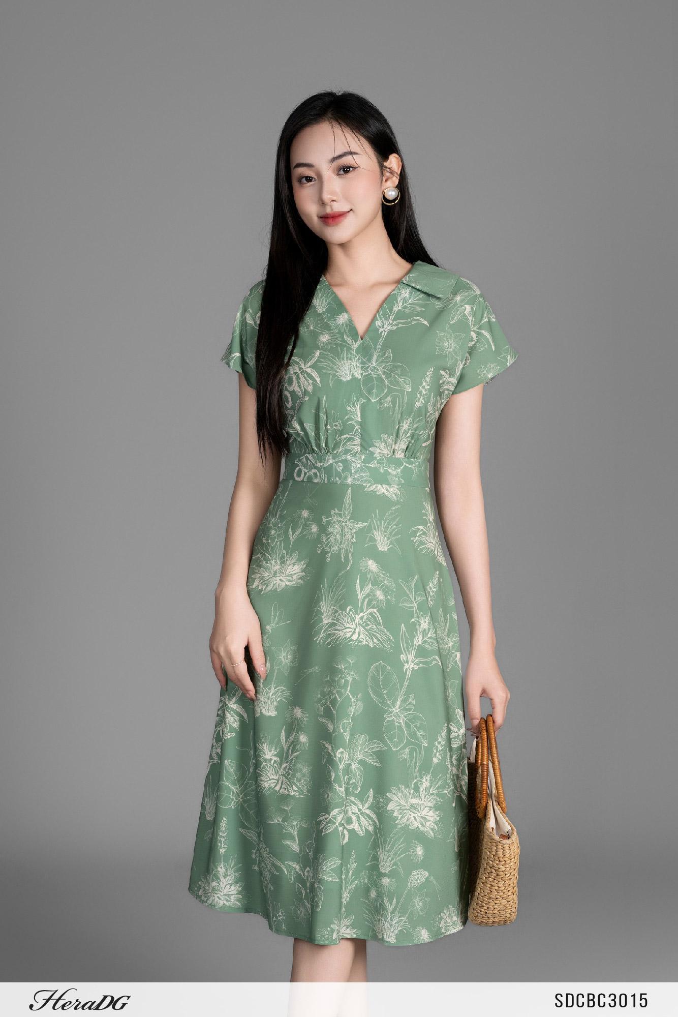 Đầm xoè vai chờm