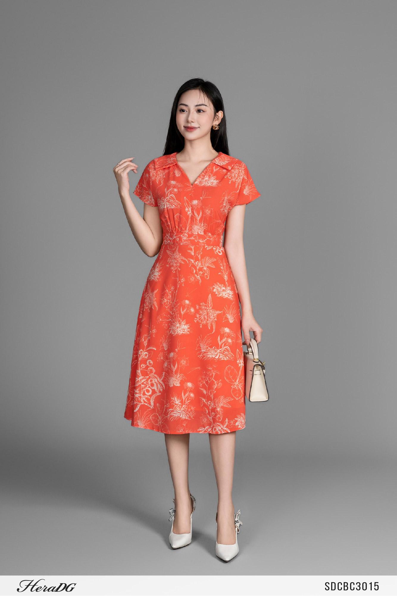 Đầm xoè vai chờm