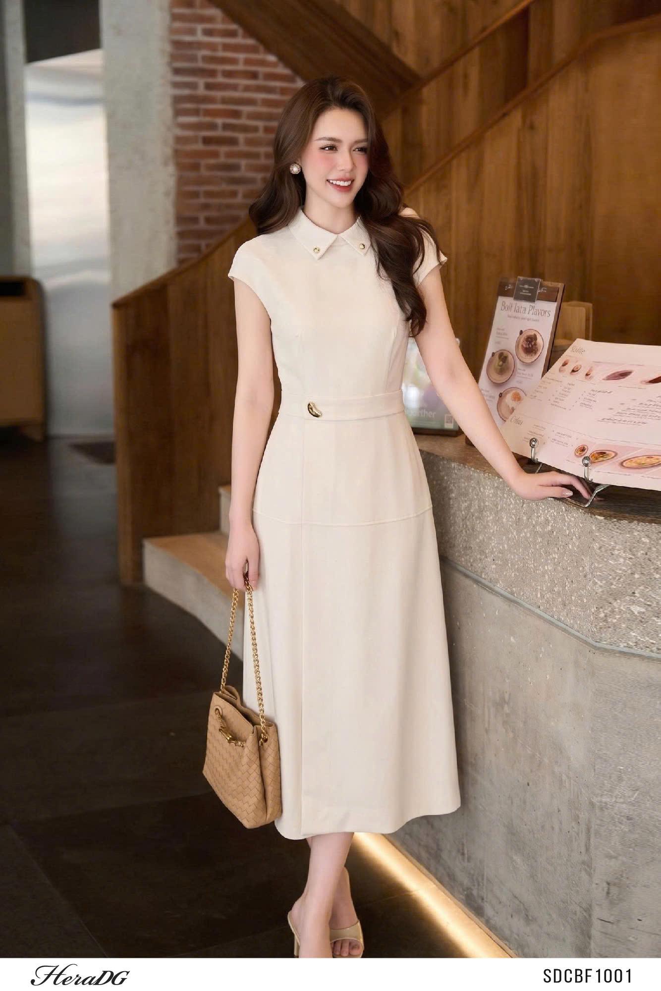 Đầm giả set cổ thắt vạt