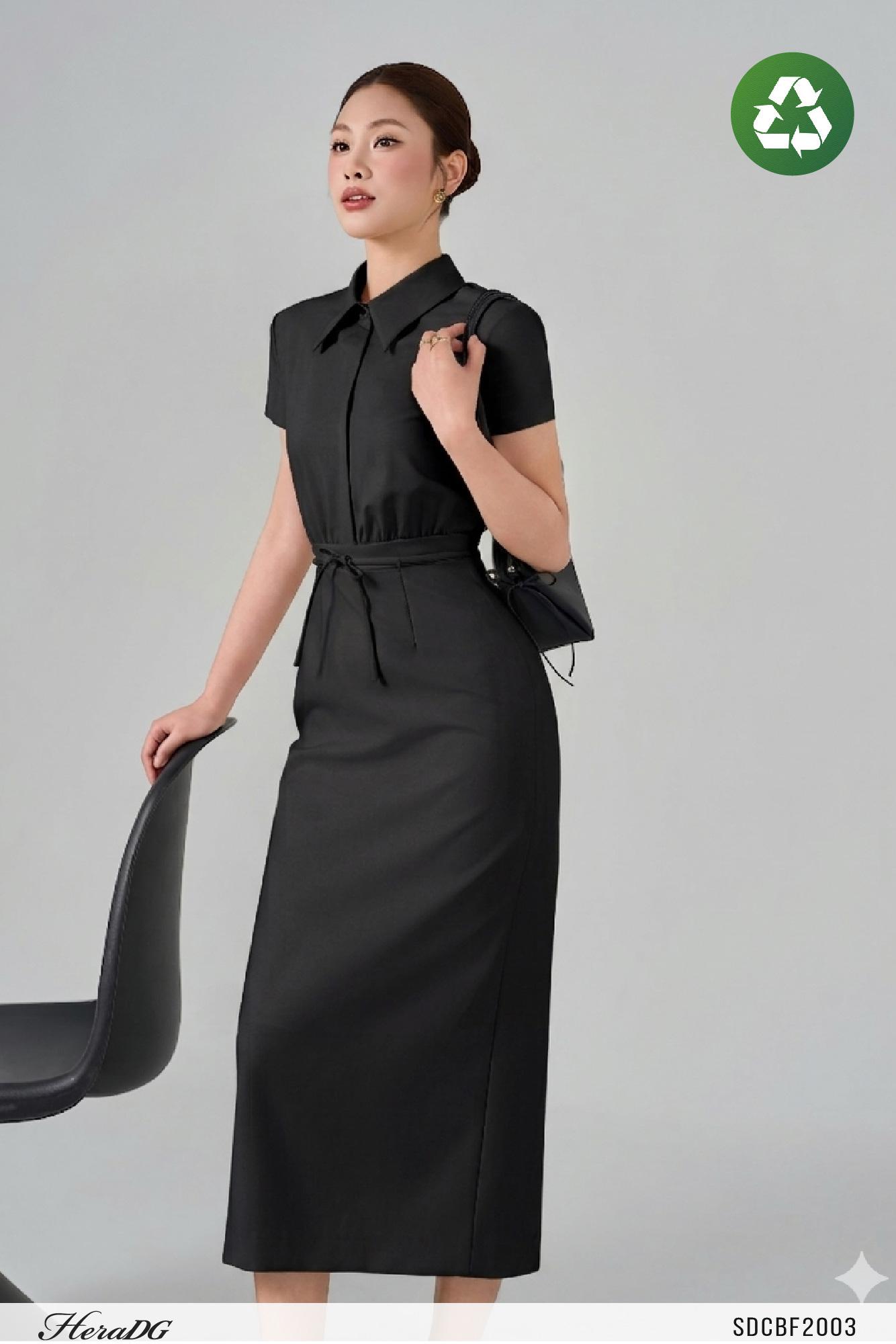 Đầm giả set vai xếp chờm