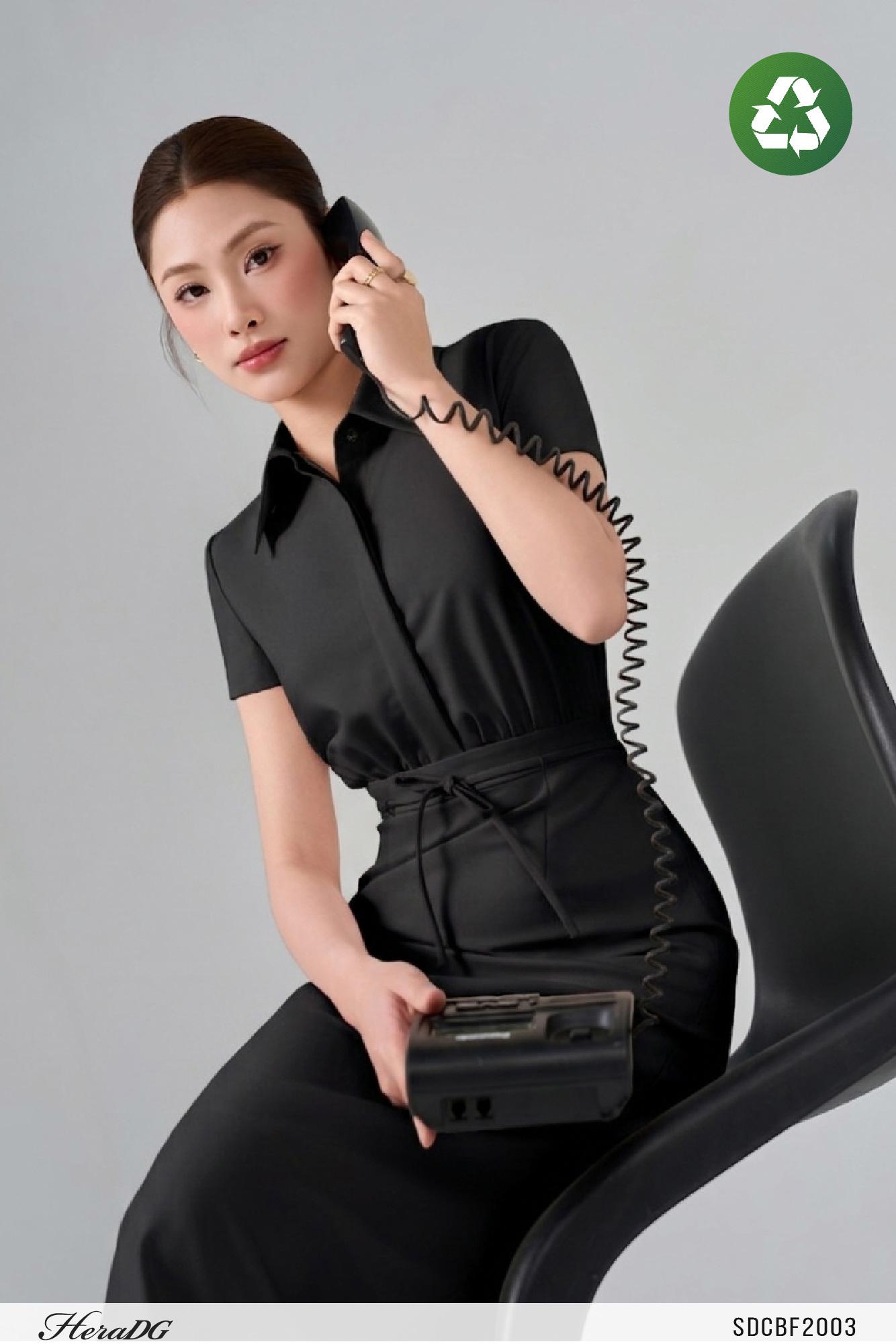 Đầm giả set vai xếp chờm