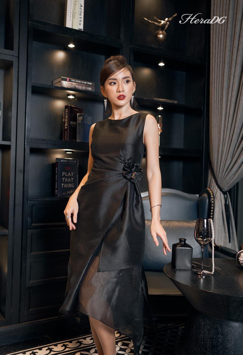 Đầm xòe xếp ly eo