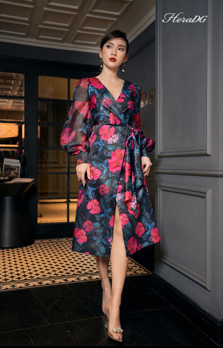 Đầm Xòe buộc nơ eo