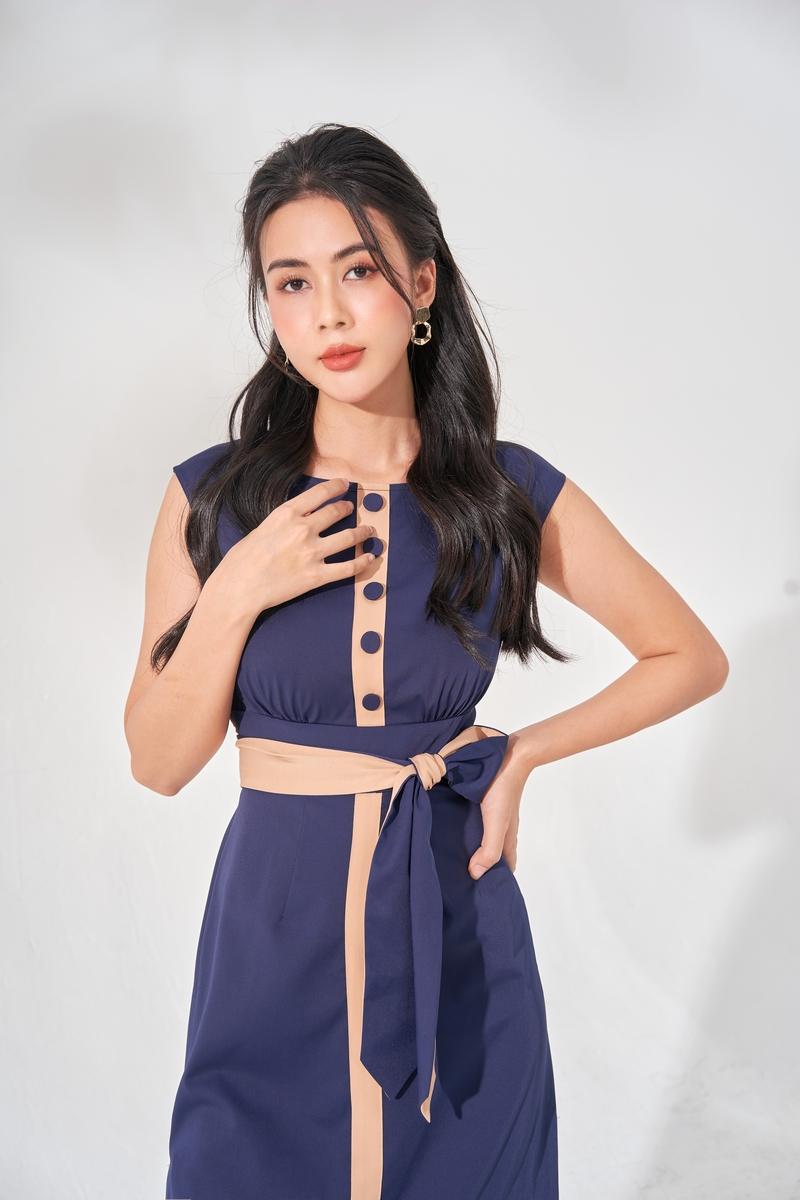 Đầm sát nách phối màu