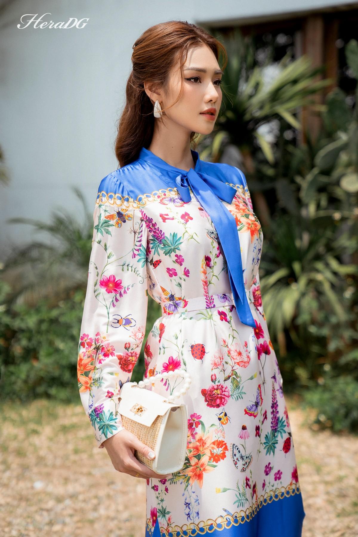 Đầm suông nơ cổ