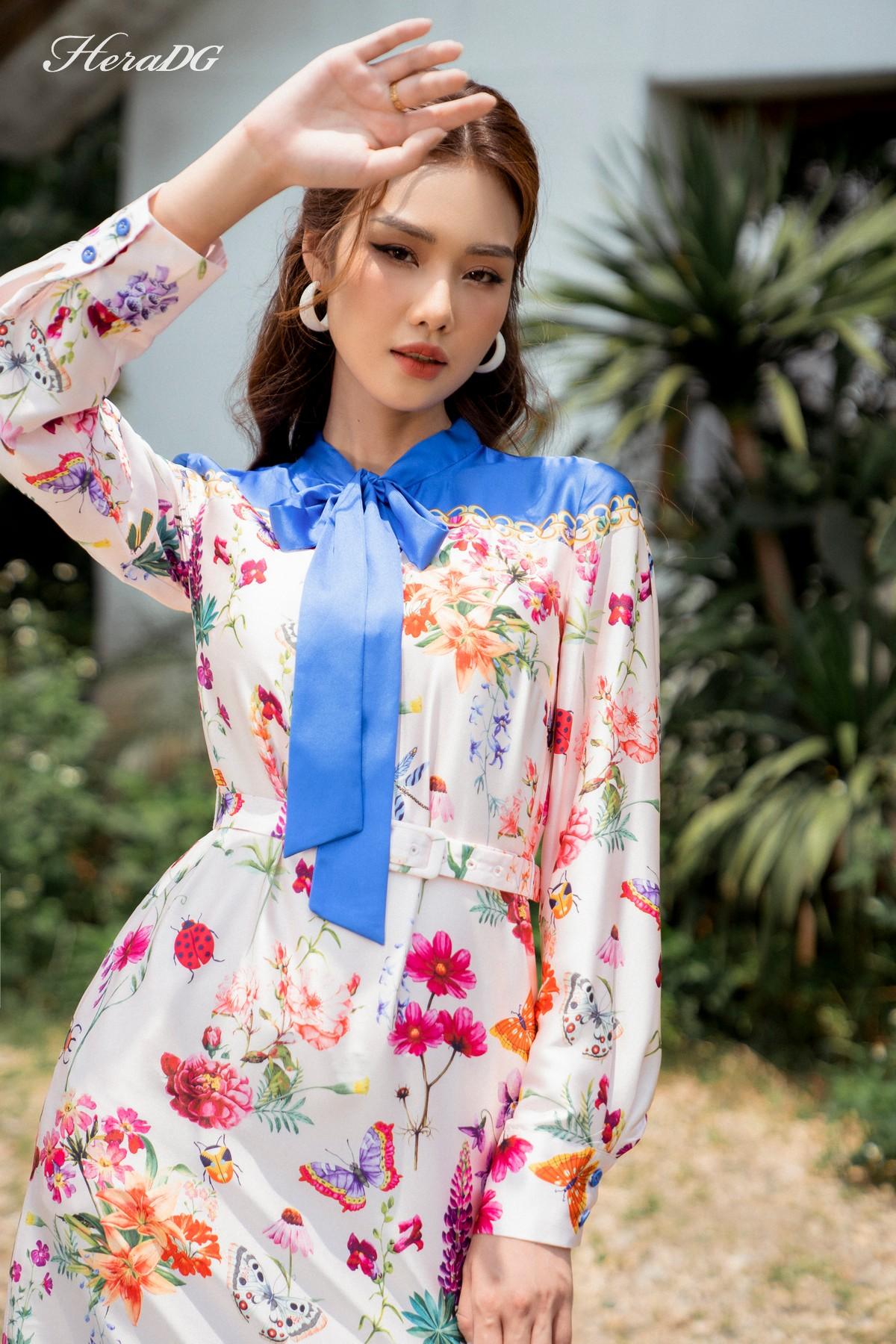 Đầm suông nơ cổ
