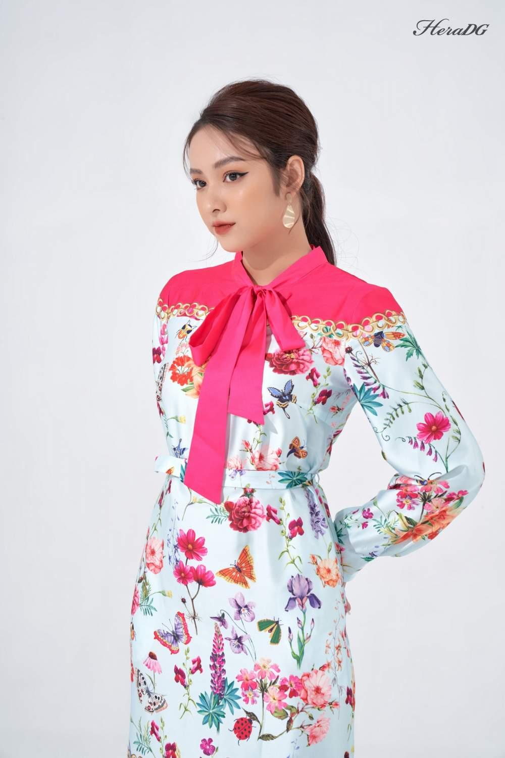 Đầm suông nơ cổ