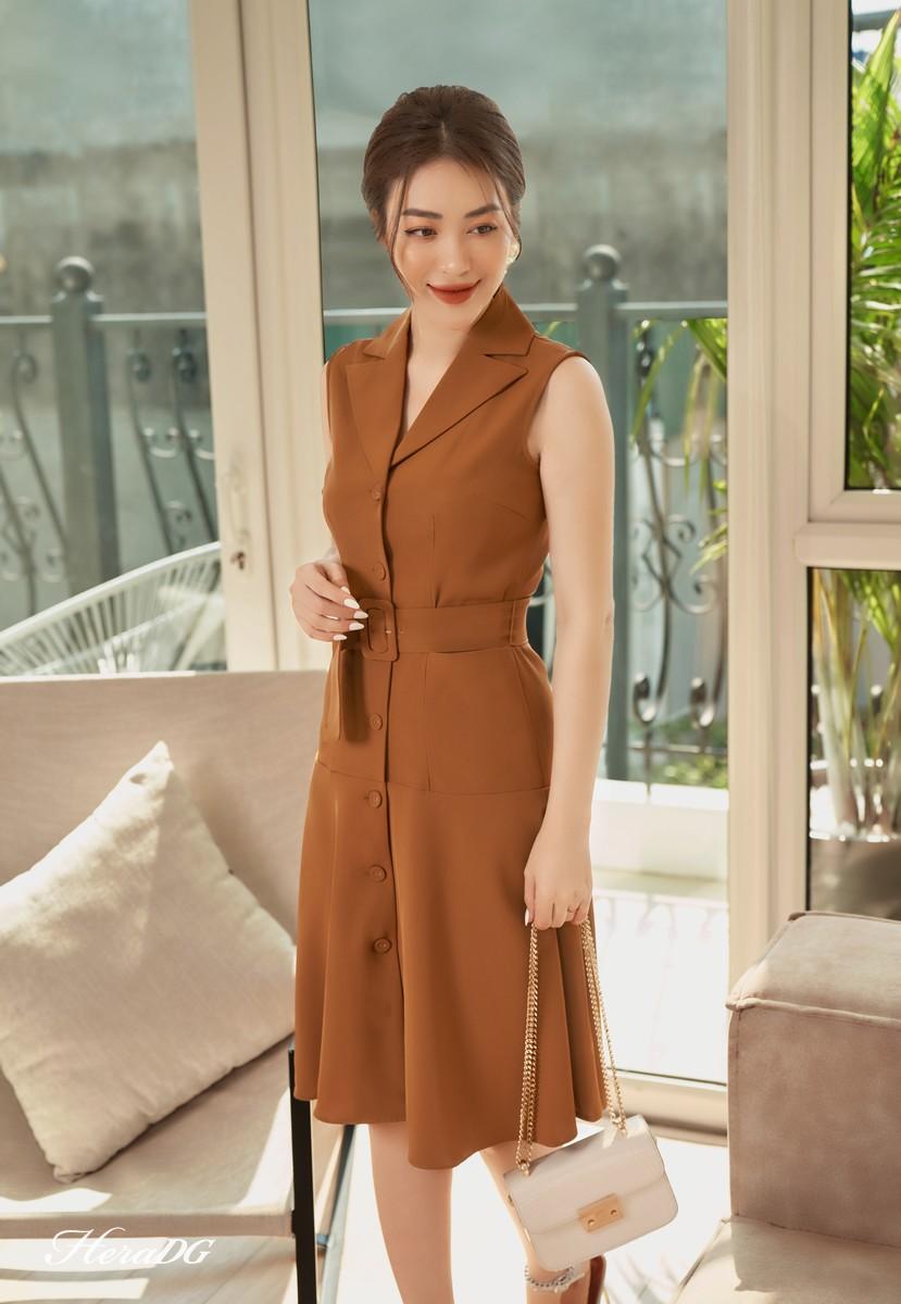 Đầm xòe A cổ 2 ve