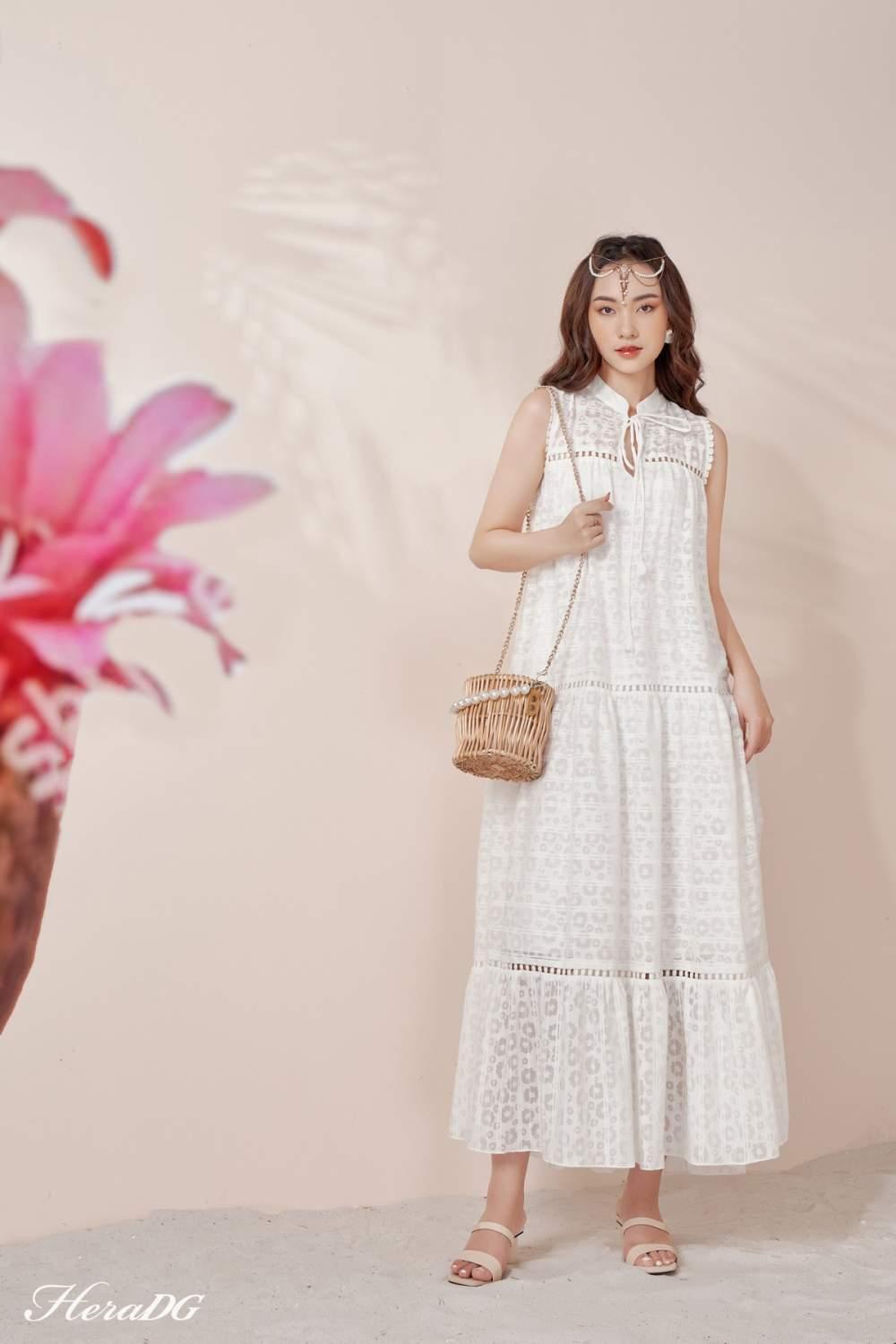 Đầm maxi nơ cổ