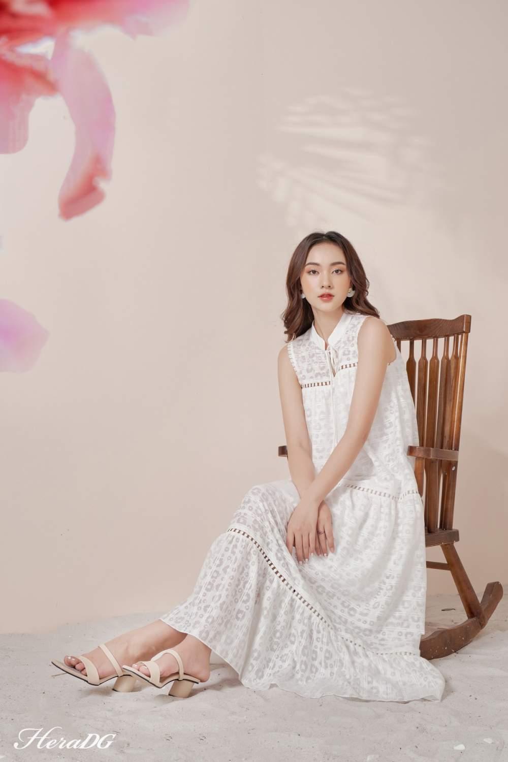 Đầm maxi nơ cổ