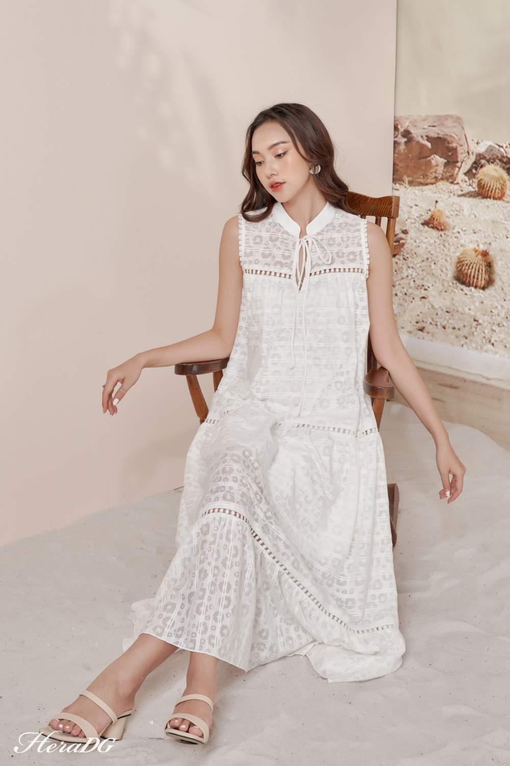 Đầm maxi nơ cổ