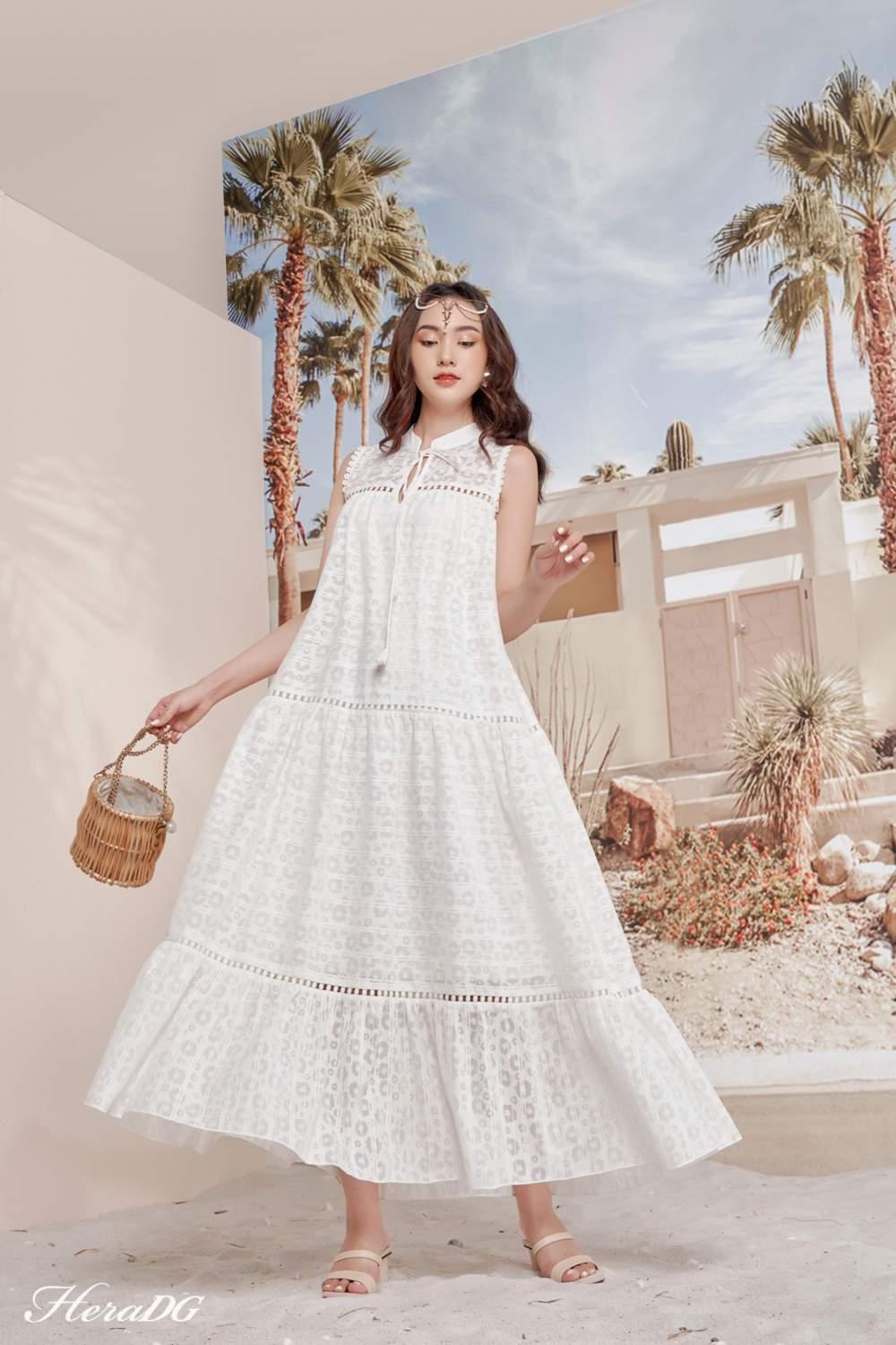 Đầm maxi nơ cổ