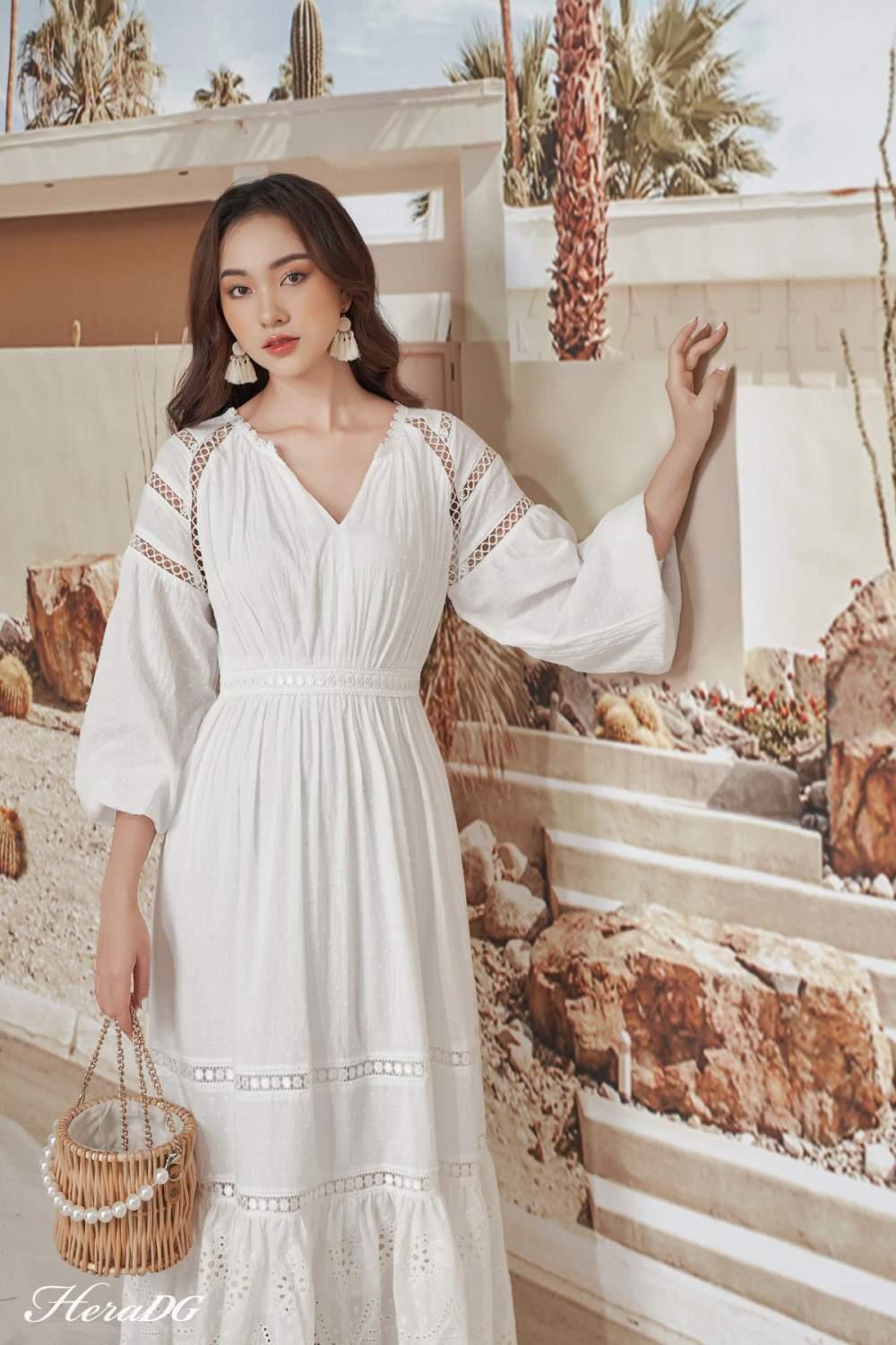 Đầm maxi cổ V