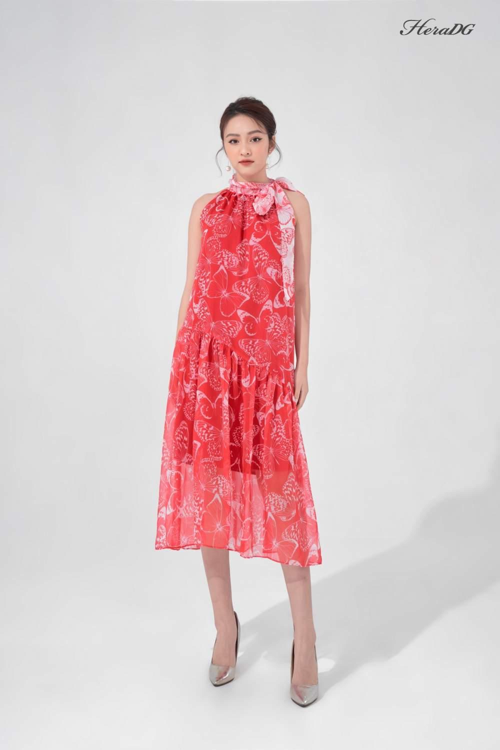 Đầm  maxi buộc nơ cổ