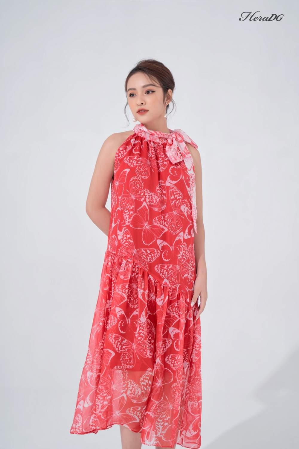 Đầm  maxi buộc nơ cổ