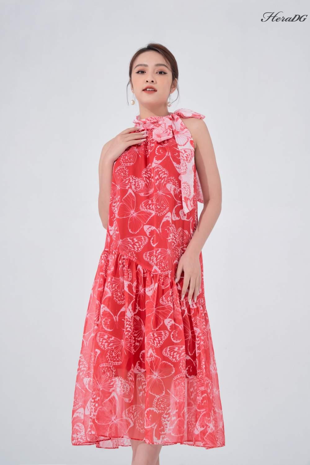 Đầm  maxi buộc nơ cổ