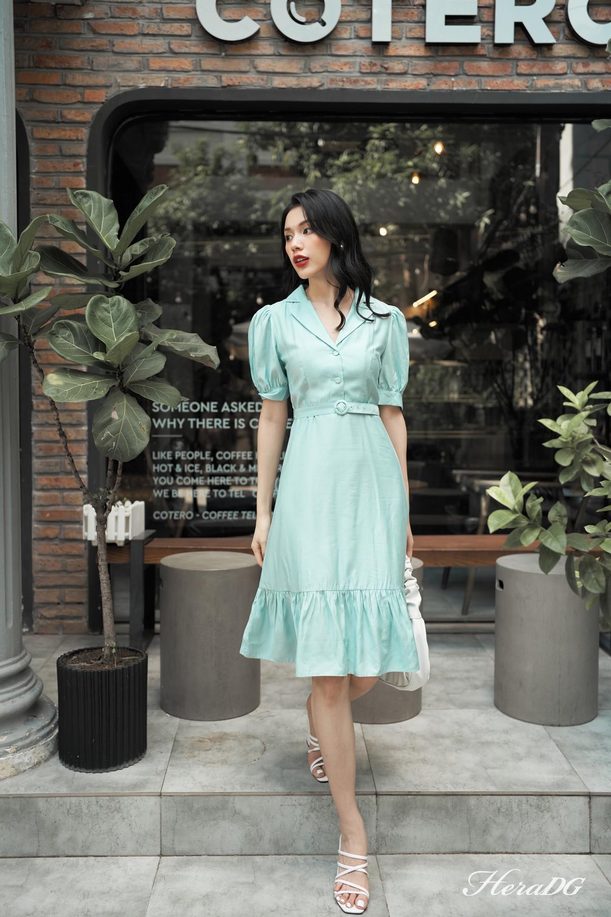Đầm suông cổ 2 ve