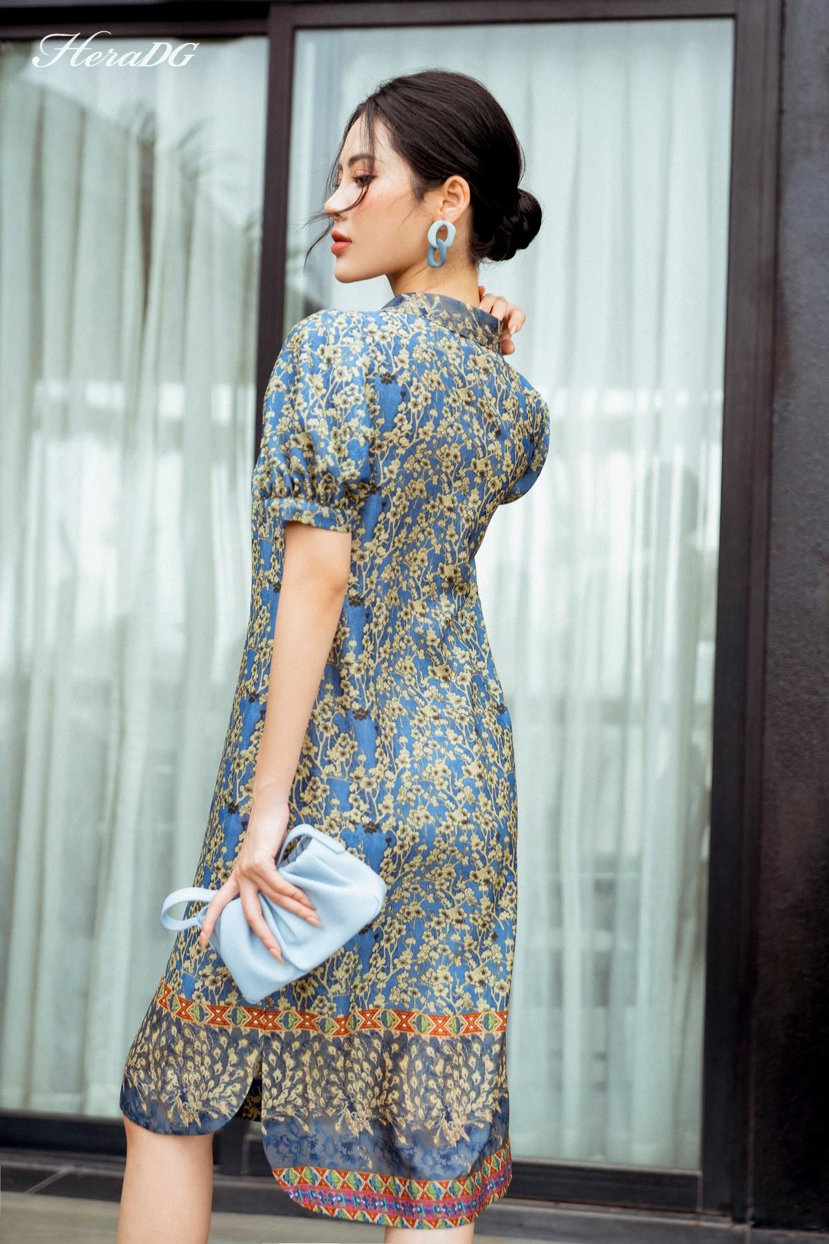 Đầm sơ mi tay bồng