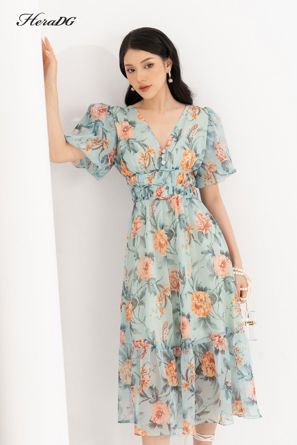 Đầm xòe tay bồng