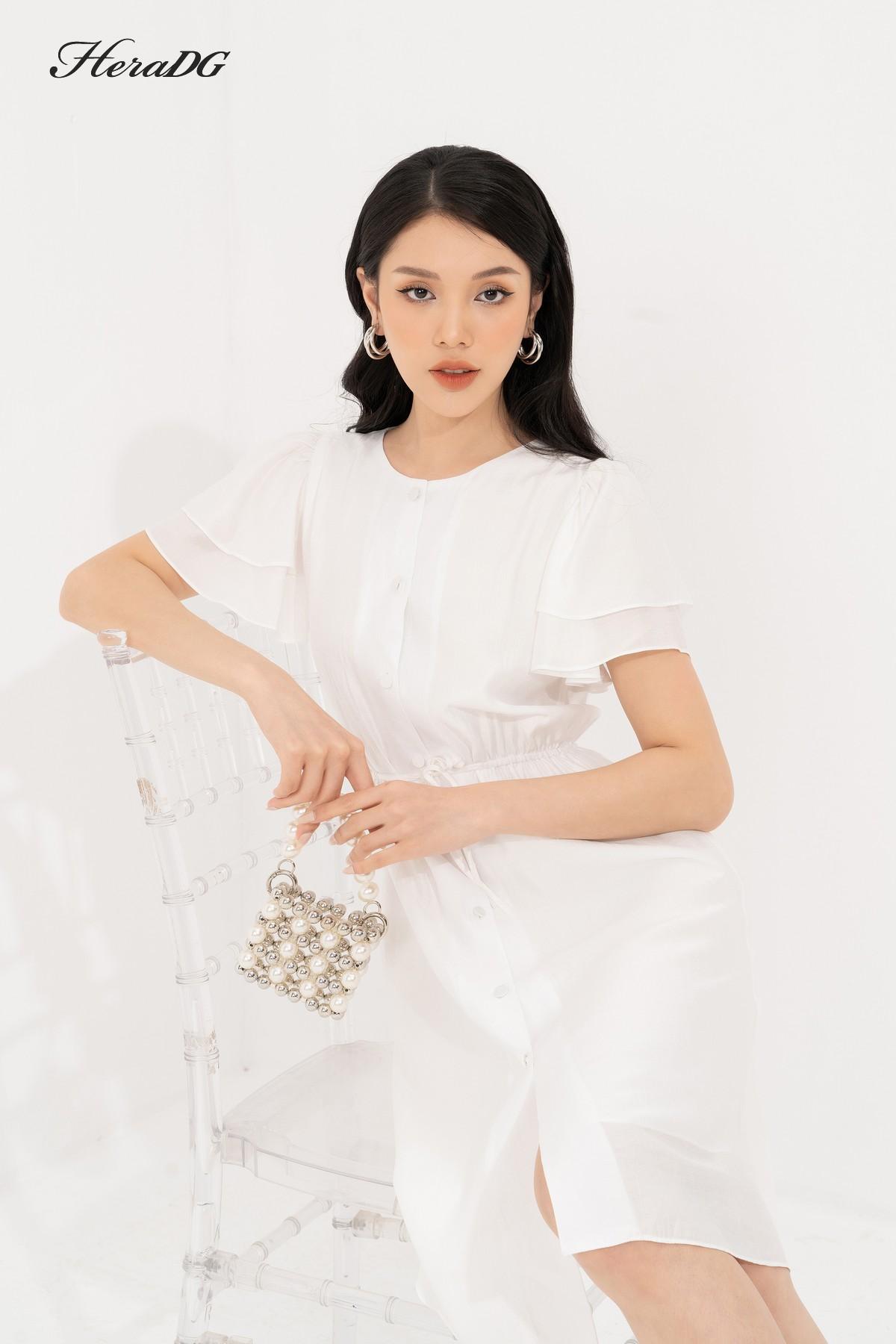 Đầm xòe 2 tay tầng