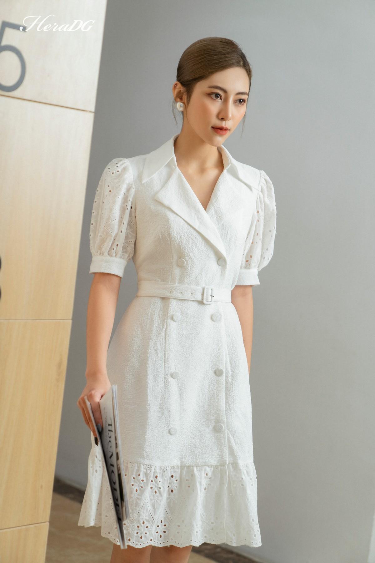 Đầm suông phối thô thêu