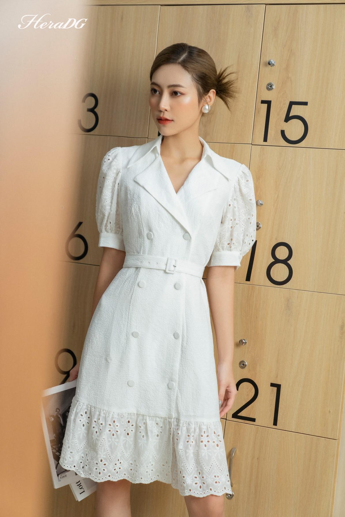 Đầm suông phối thô thêu