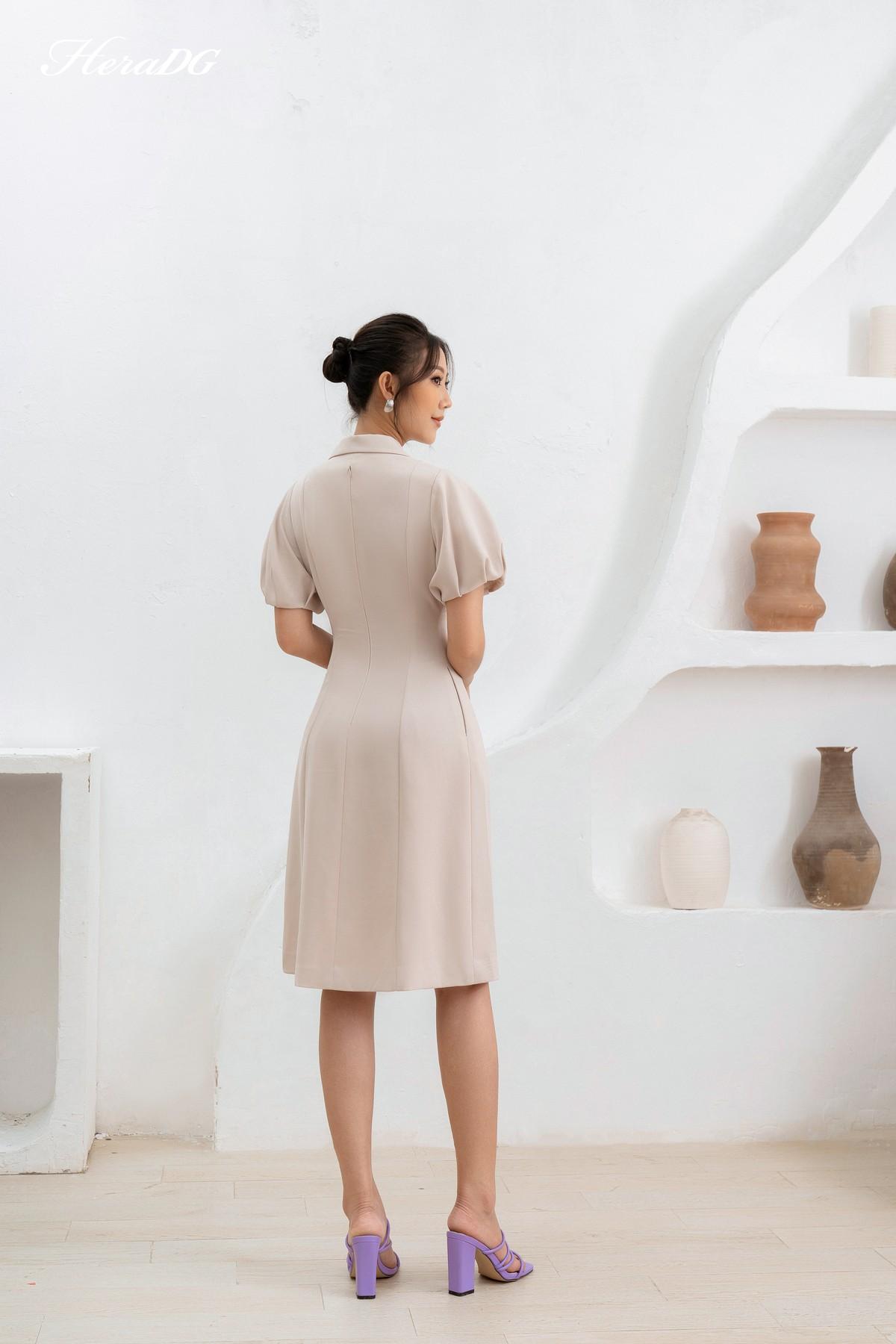 Đầm A cổ 2 ve