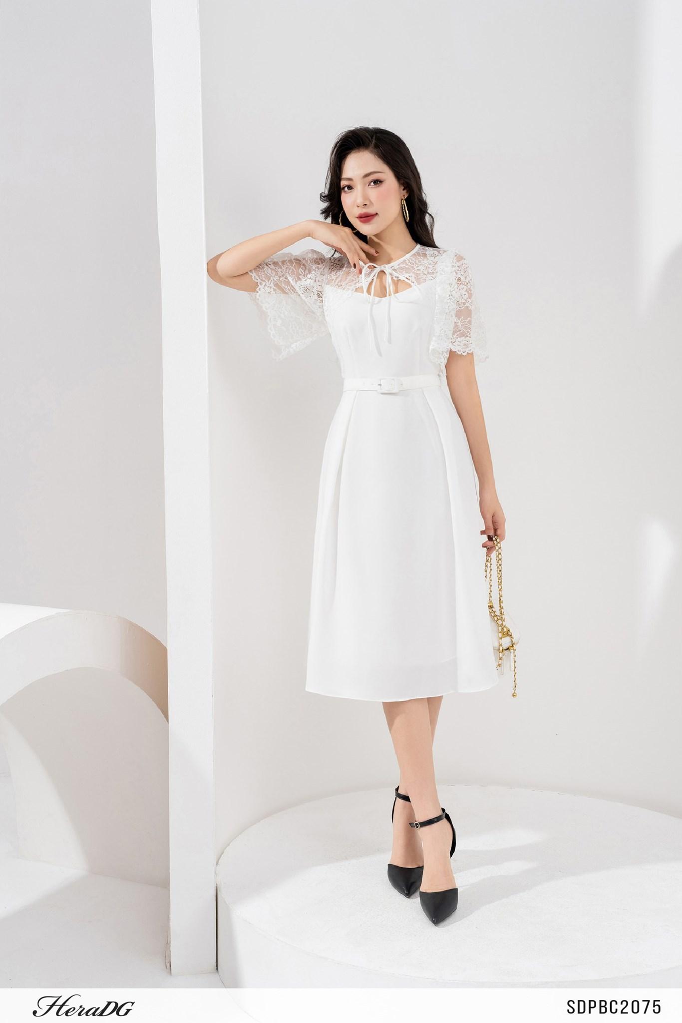 Đầm xoè phối ren