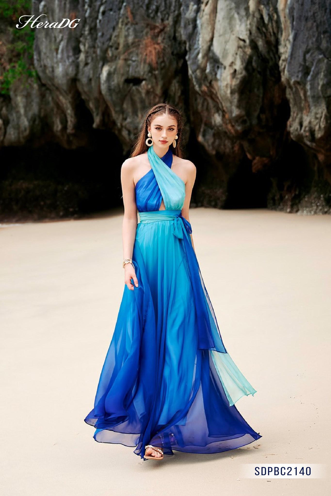 Đầm maxi cổ bắt chéo
