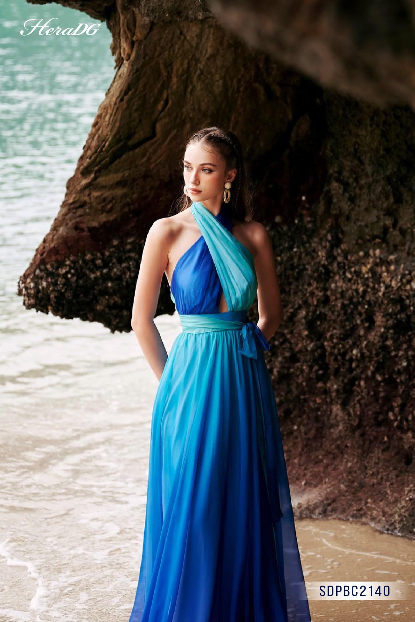 Đầm maxi cổ bắt chéo