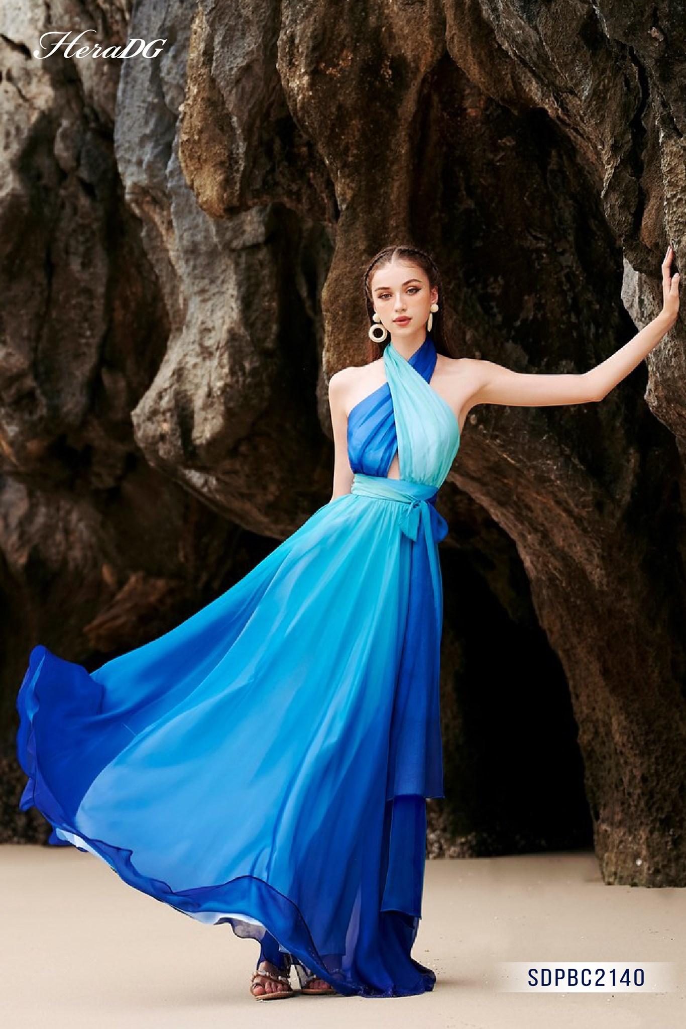 Đầm maxi cổ bắt chéo