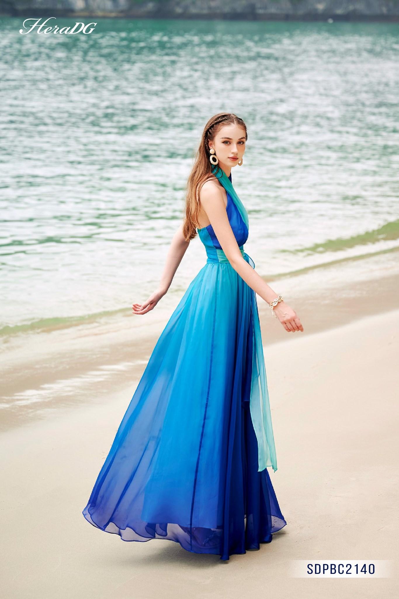 Đầm maxi cổ bắt chéo