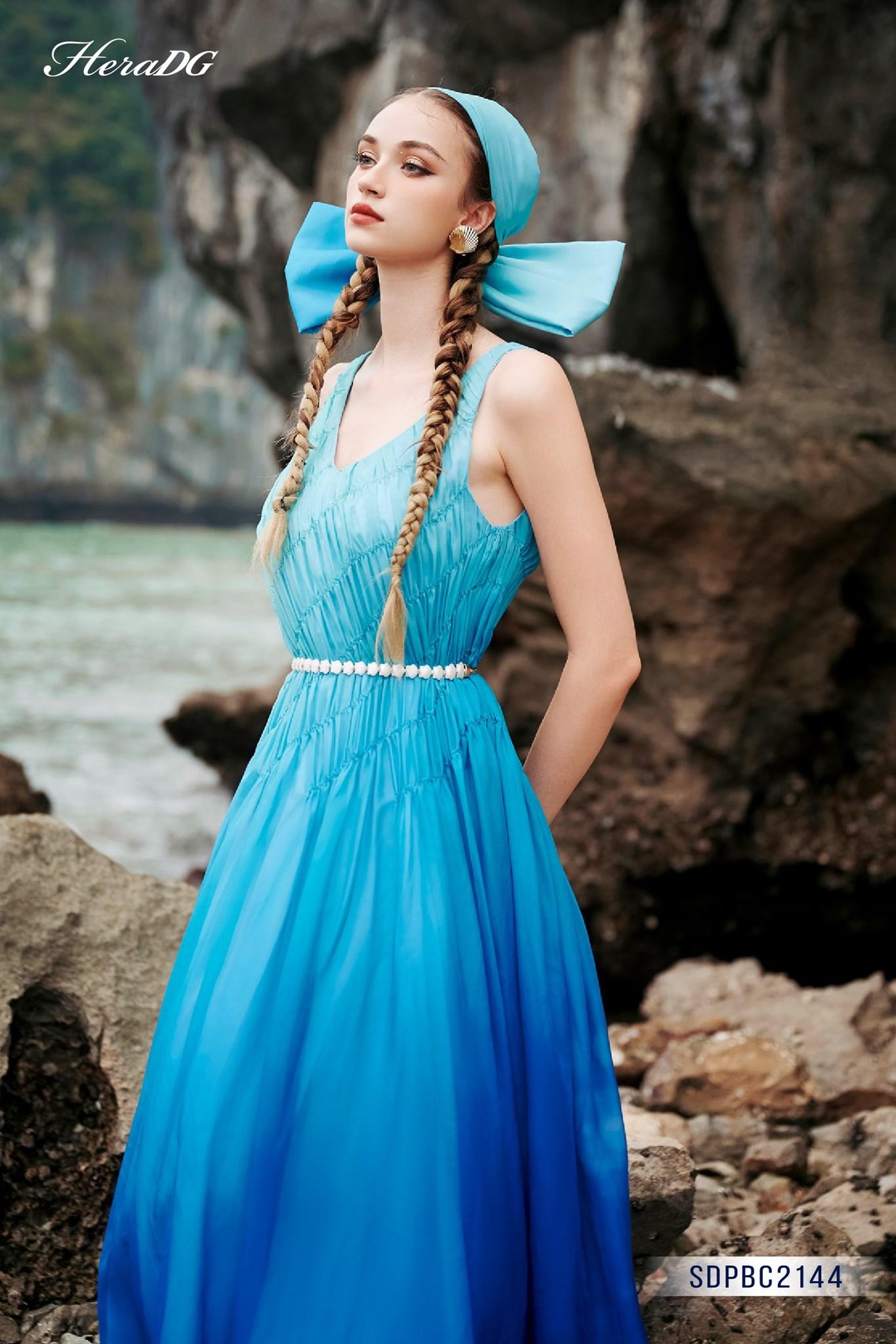Đầm maxi nhún chéo thân
