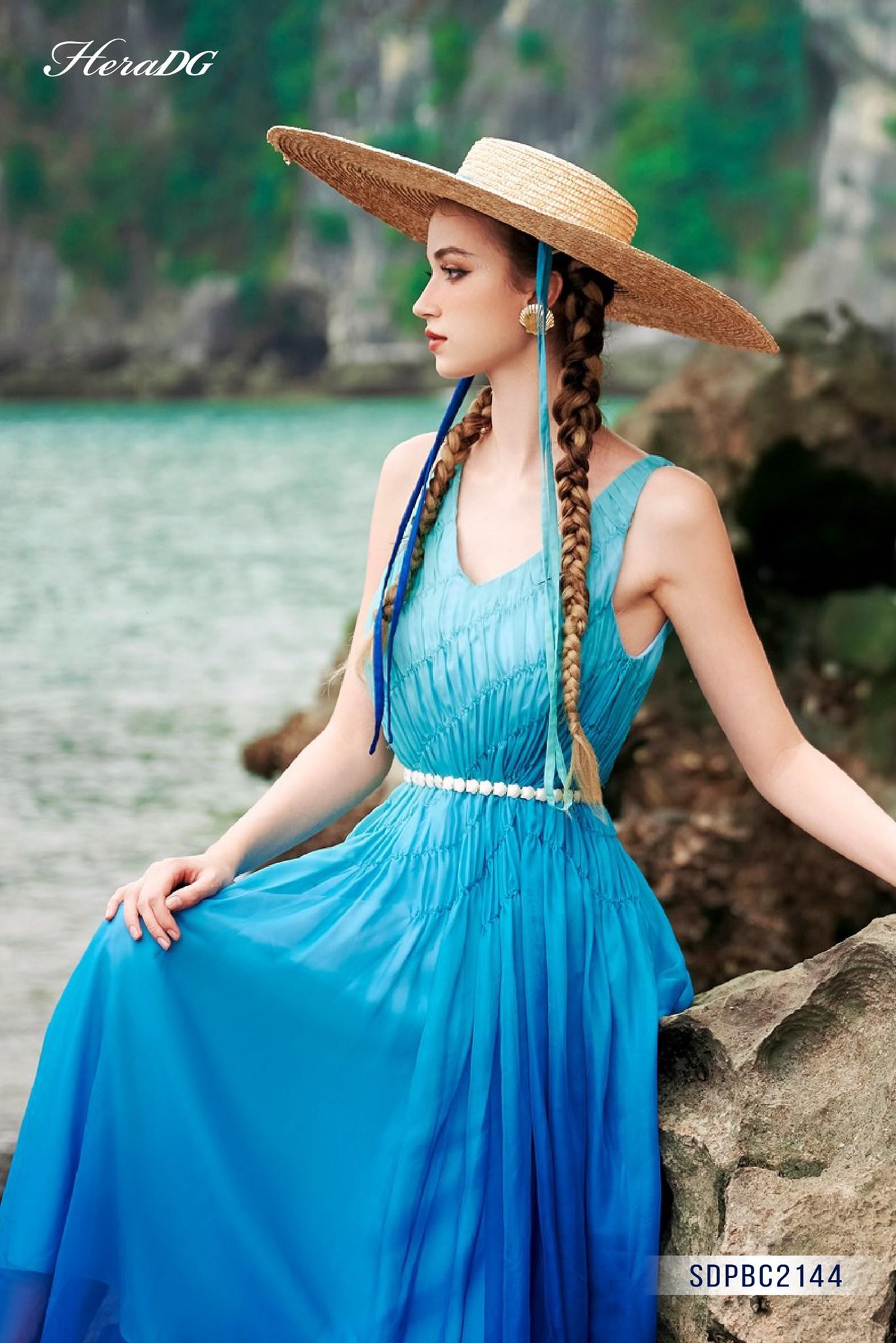 Đầm maxi nhún chéo thân