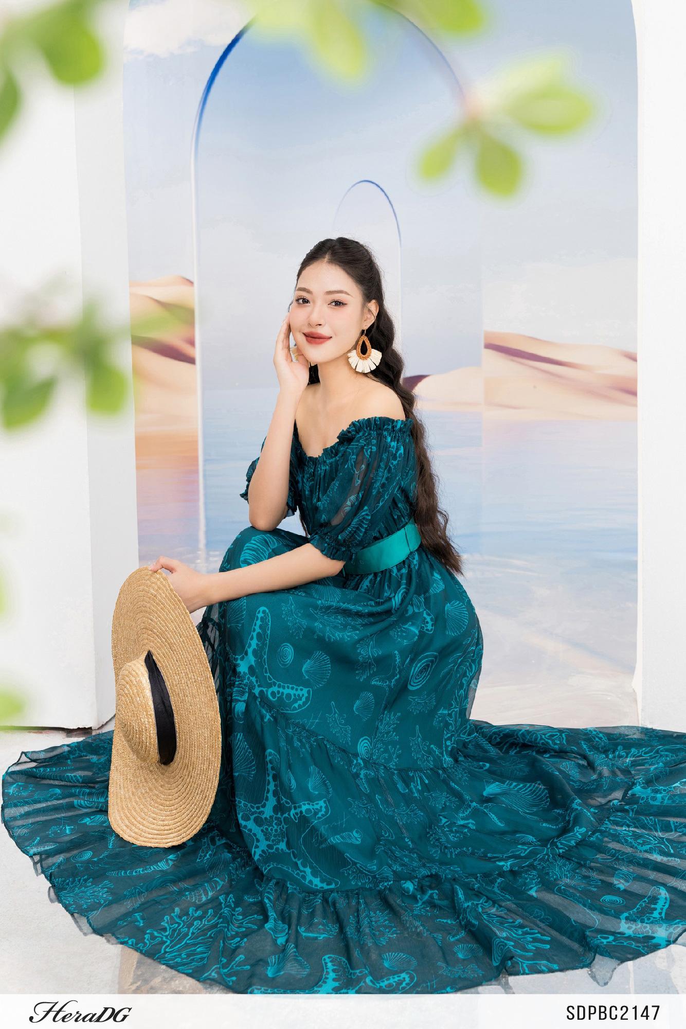 Đầm maxi trễ vai