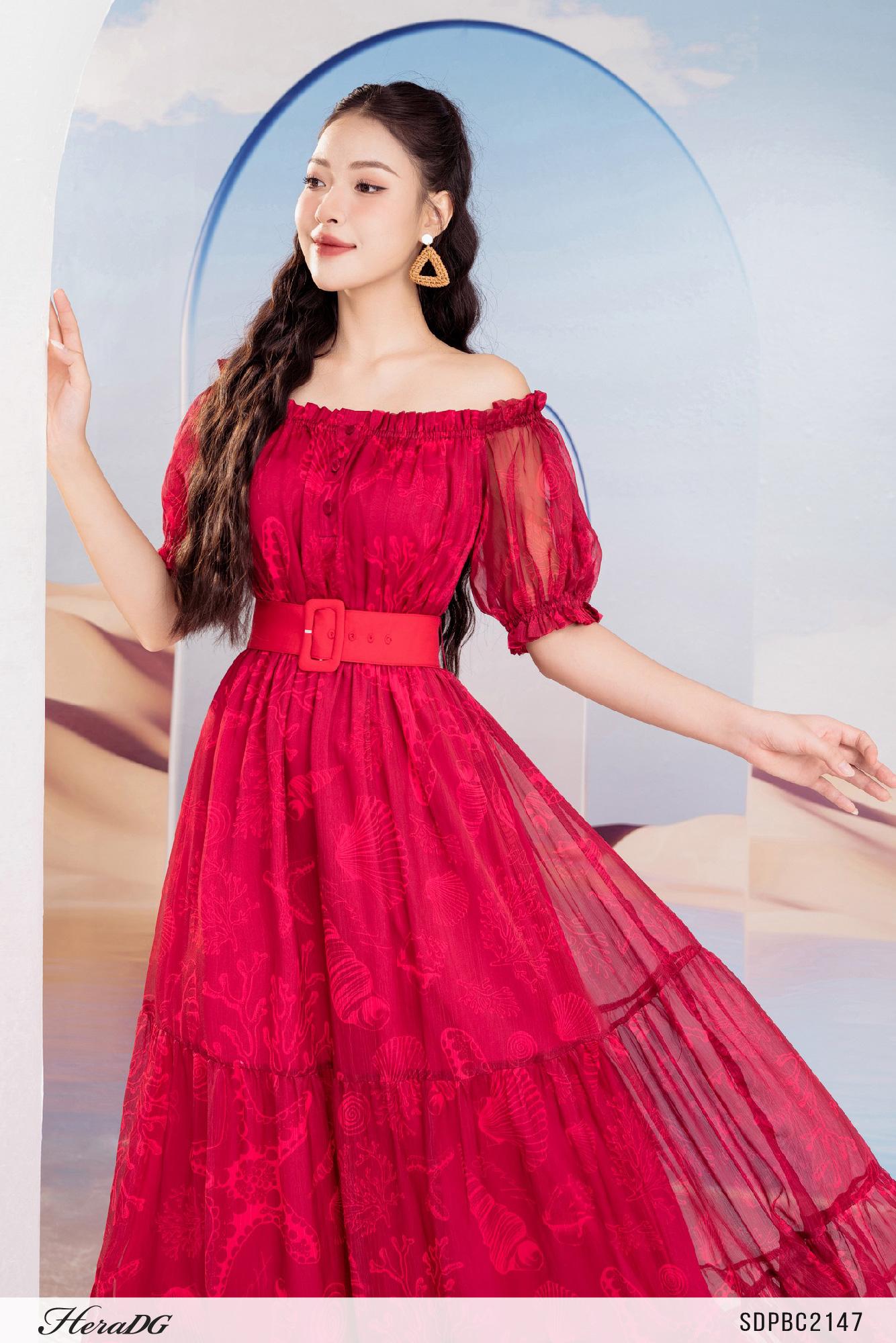 Đầm maxi trễ vai