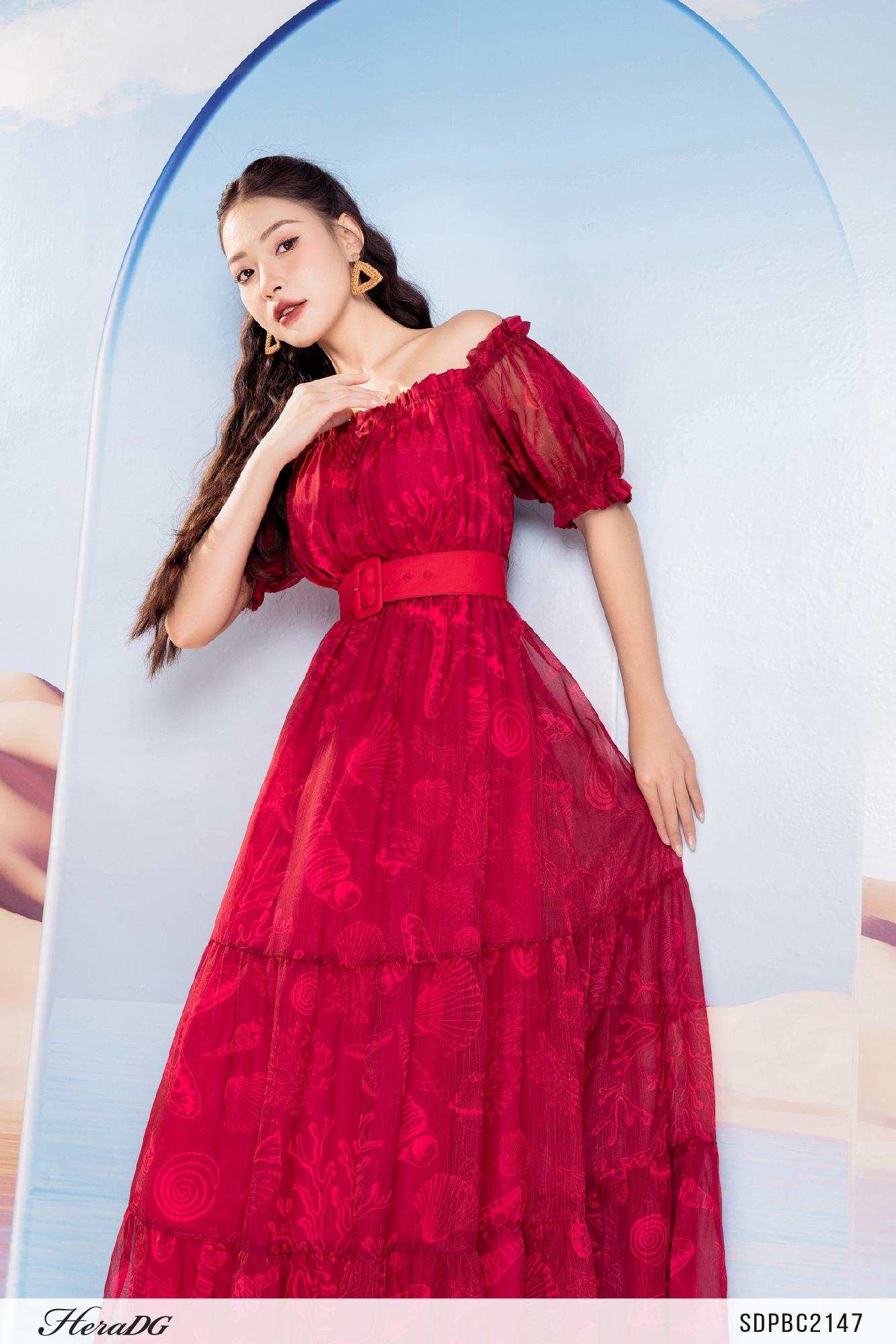 Đầm maxi trễ vai